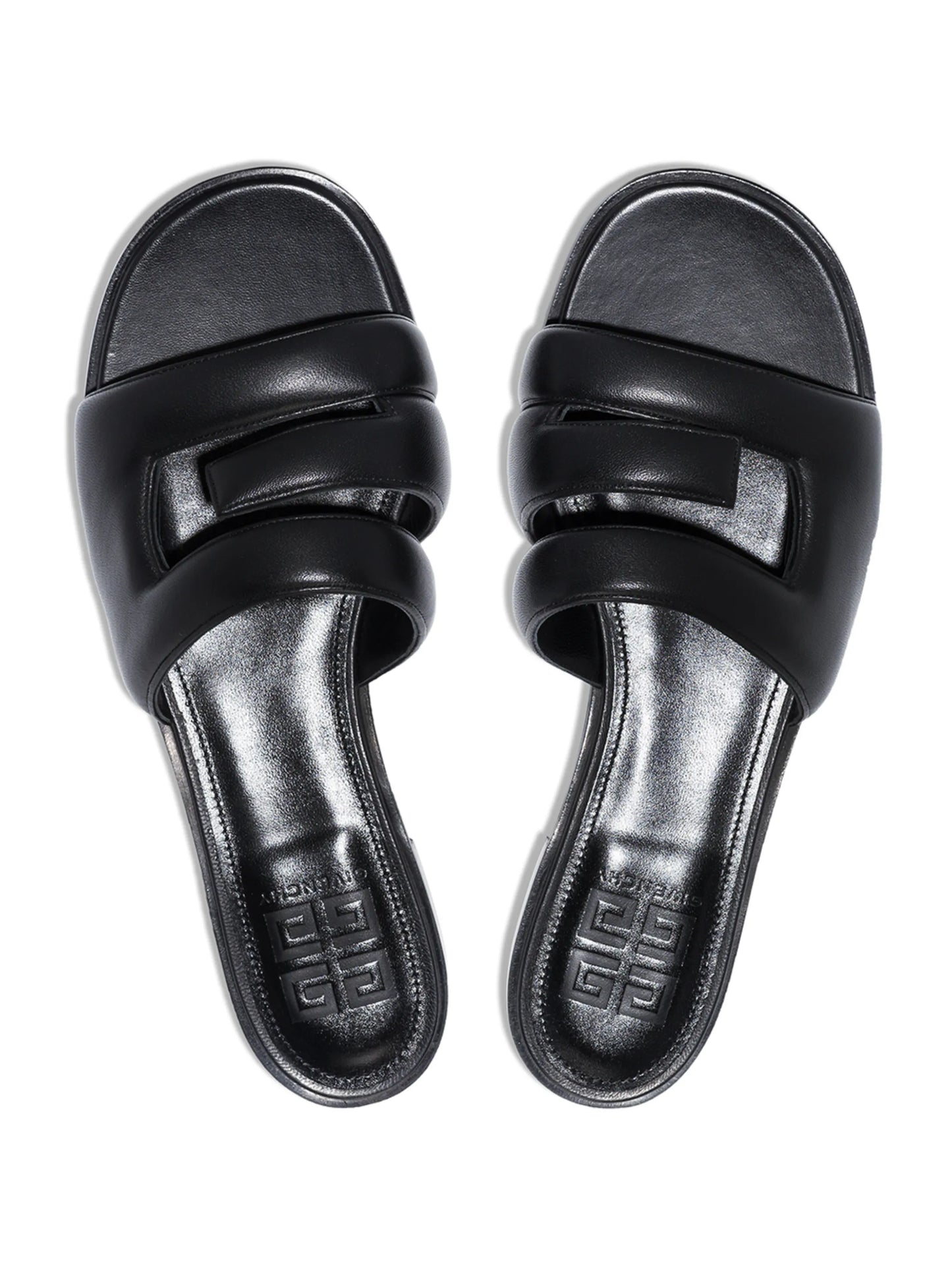 G-cutout padded leather sandals
