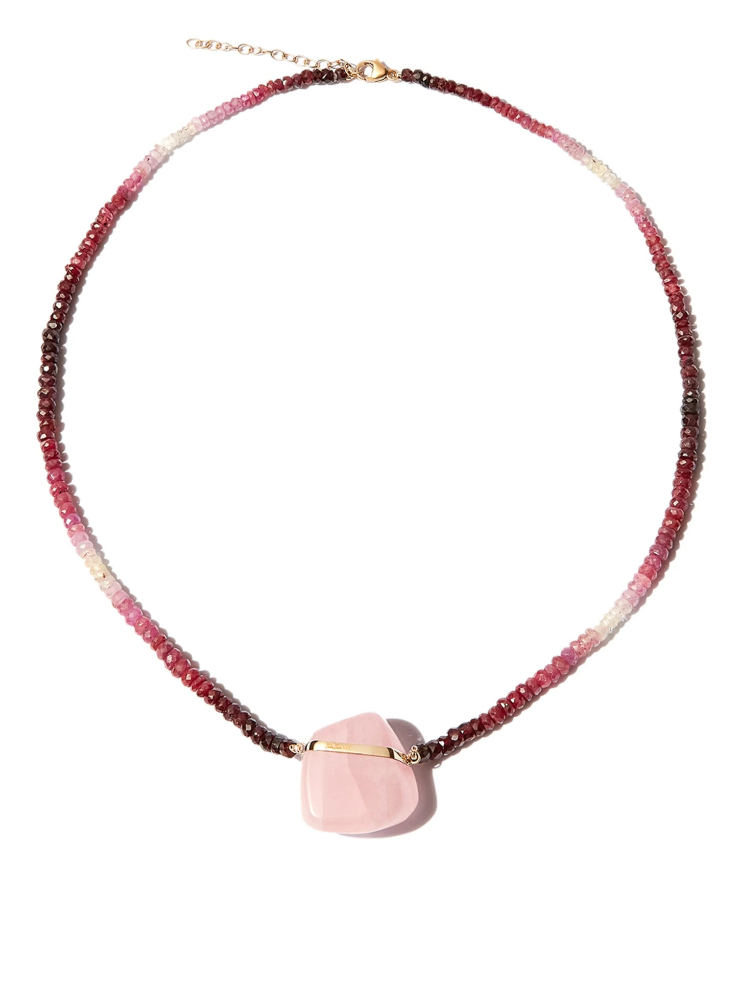 14kt yellow gold quartz ruby ombre beaded necklace