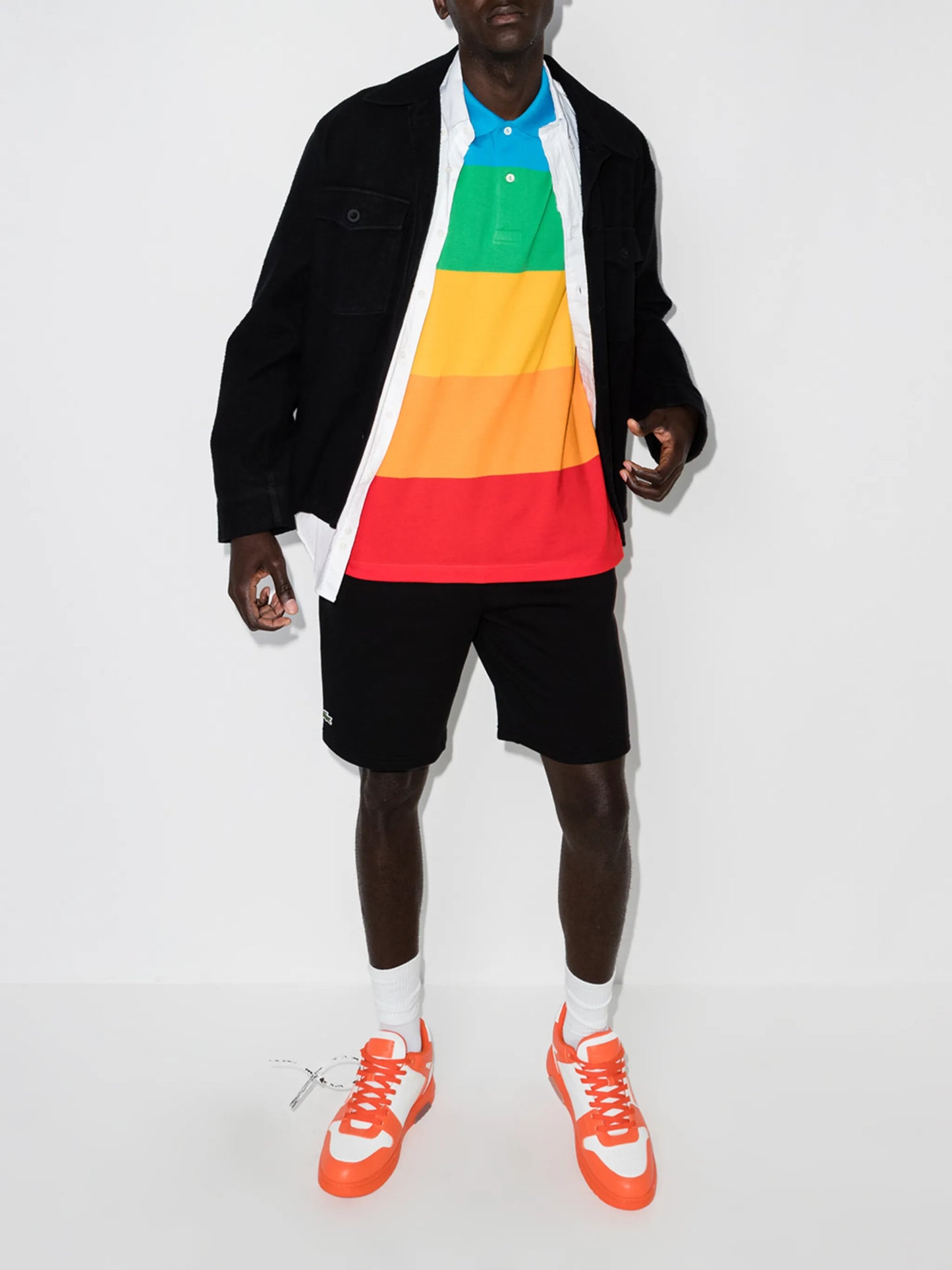 x Polaroid rainbow stripe polo shirt