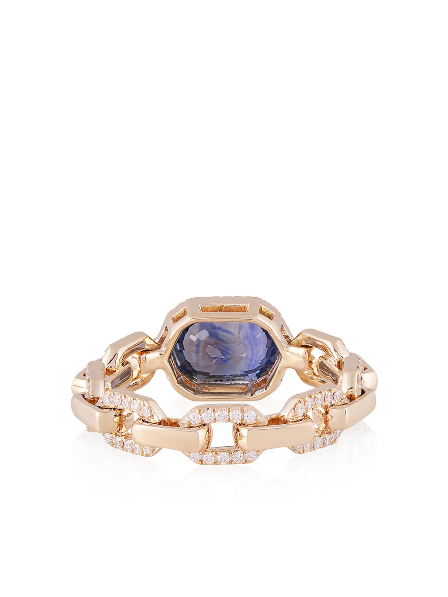 14kt sapphire diamond chain-link ring