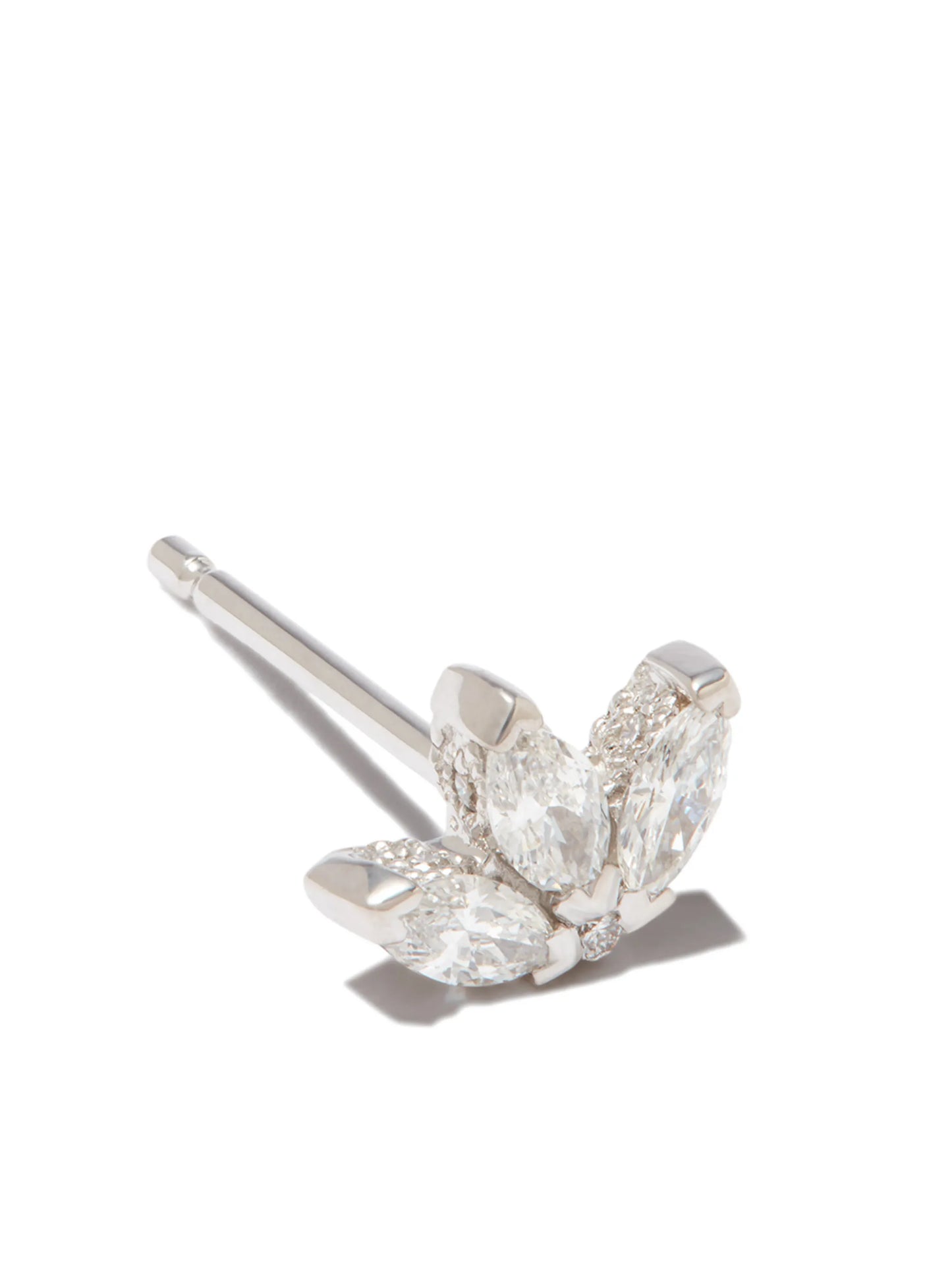18kt white gold engraved lotus diamond single earring