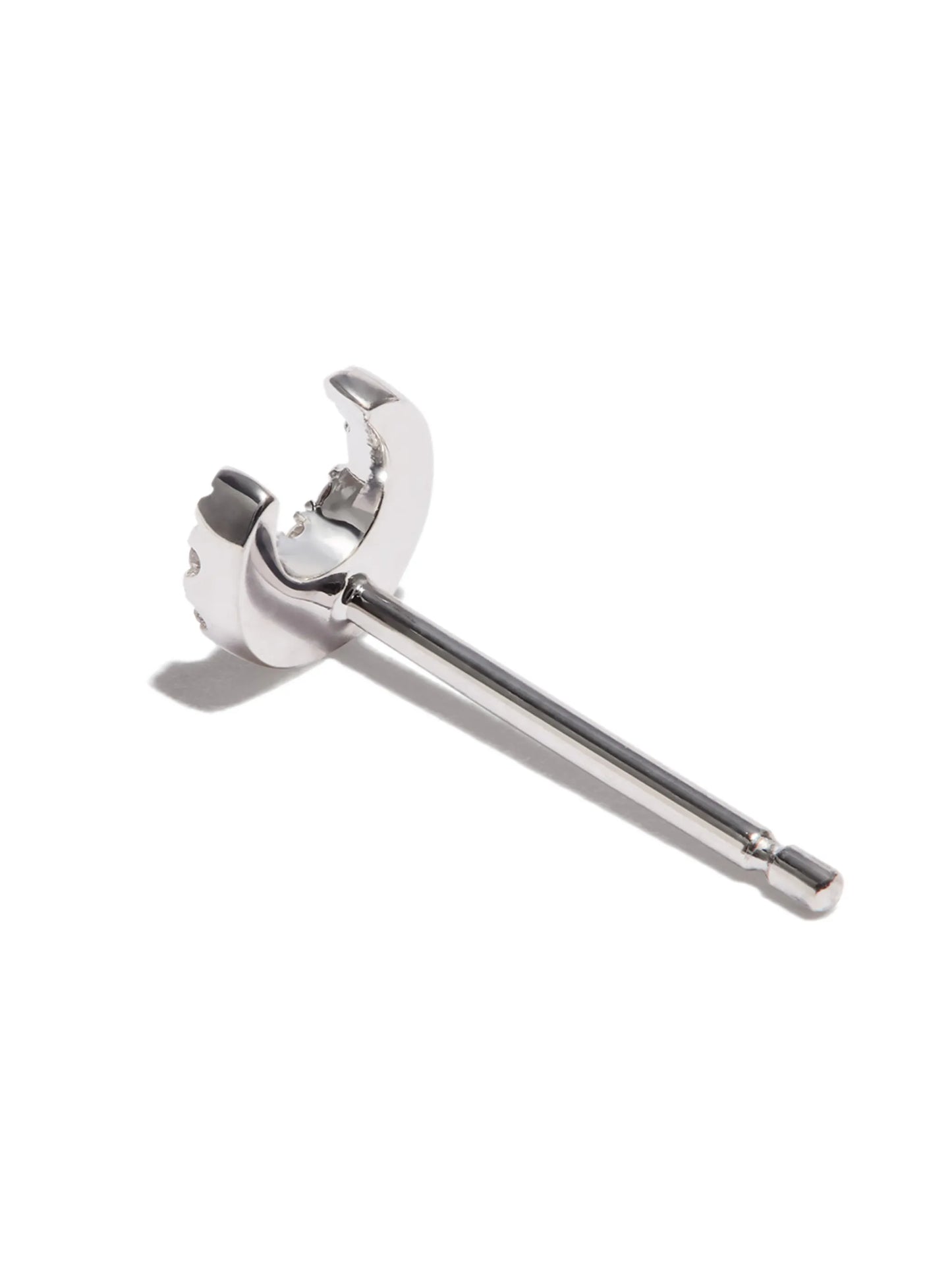 18kt white gold moon diamond stud earring