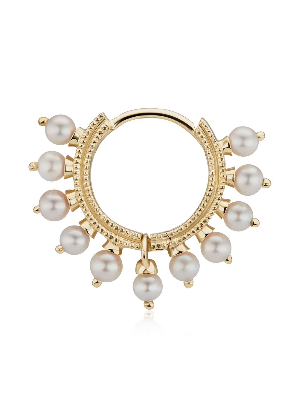18kt yellow gold Coronet pearl hoop earring