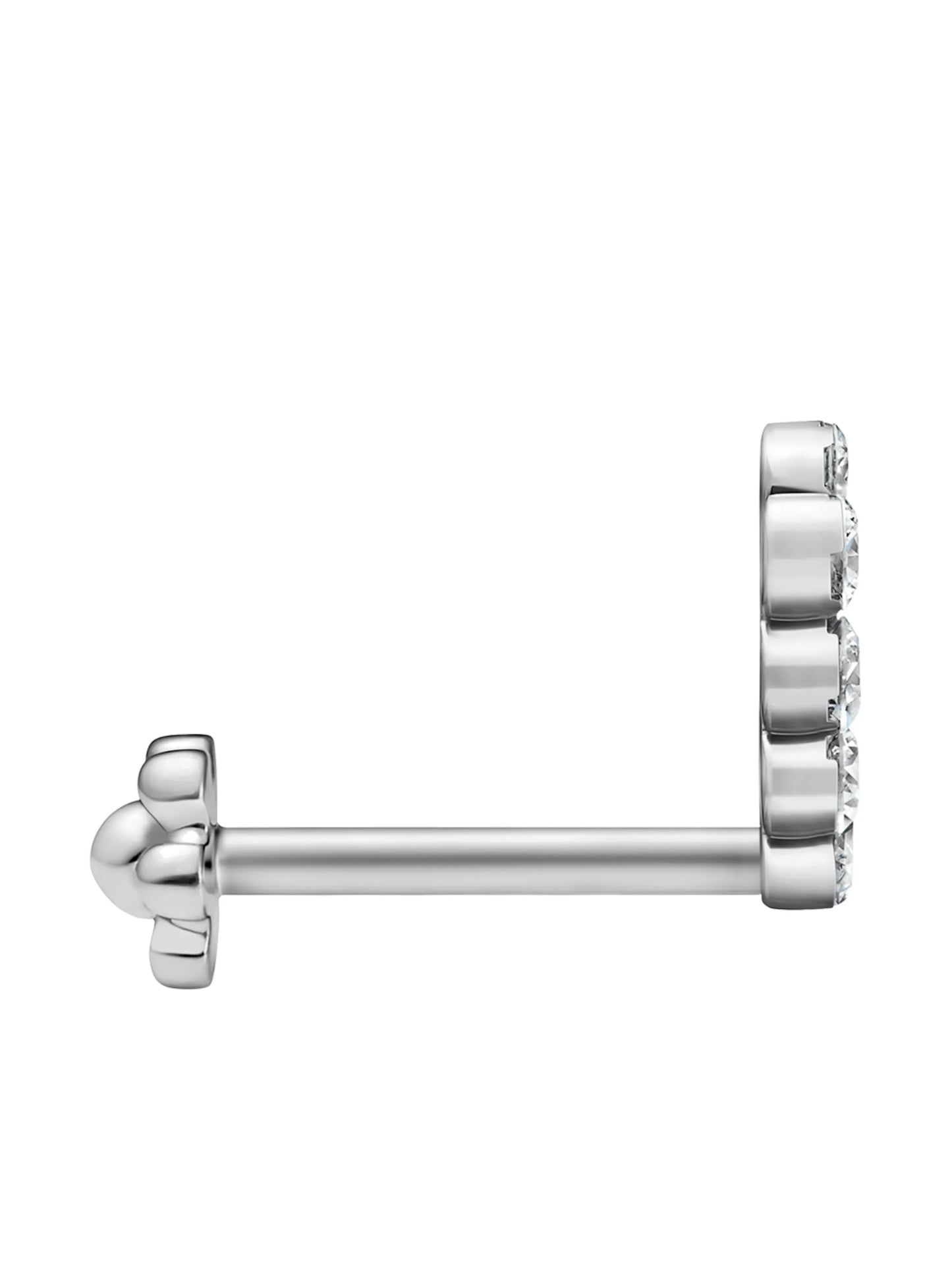 18kt white gold Invisible set diamond curve earring