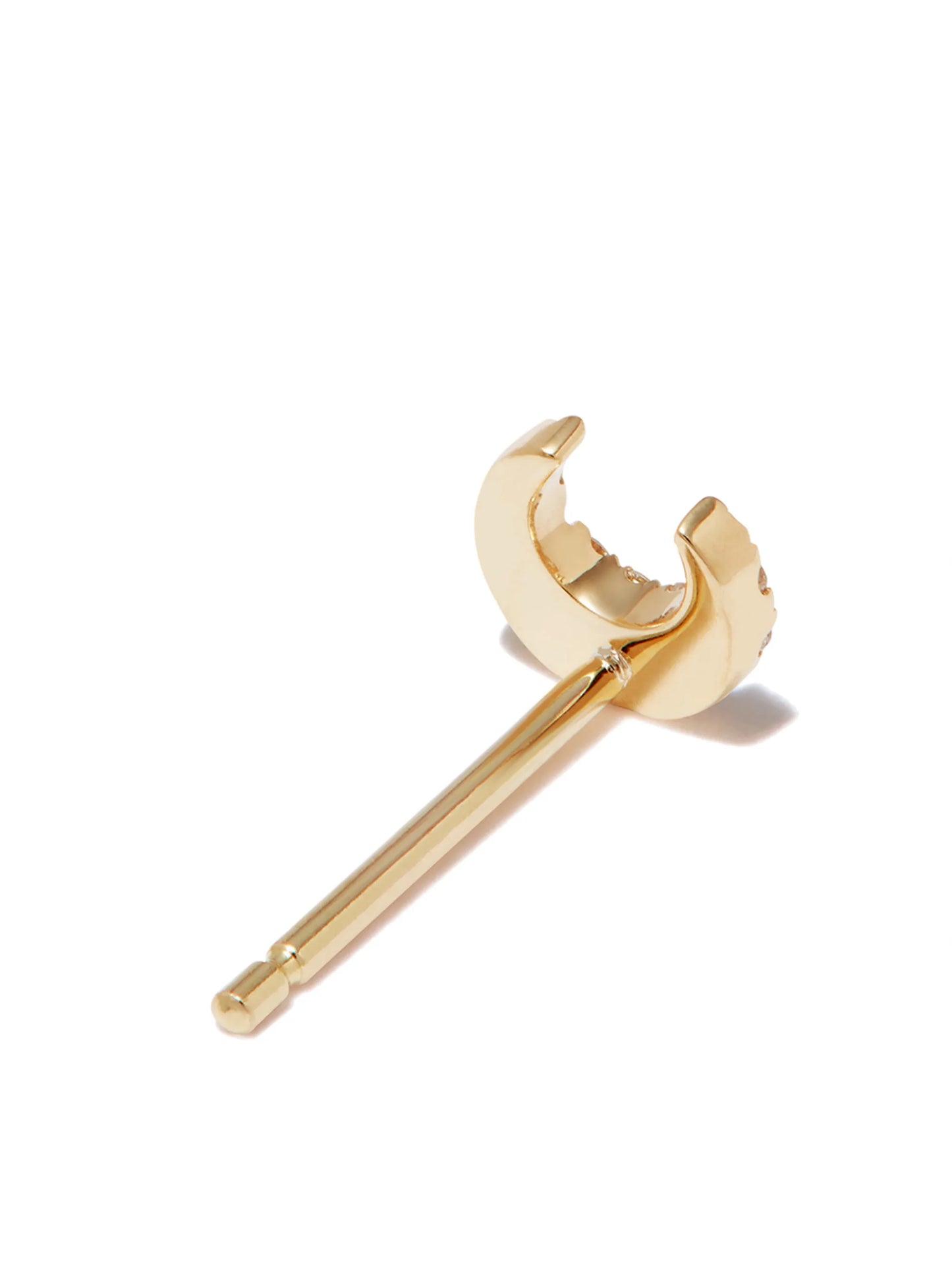 18kt yellow gold moon diamond stud earring