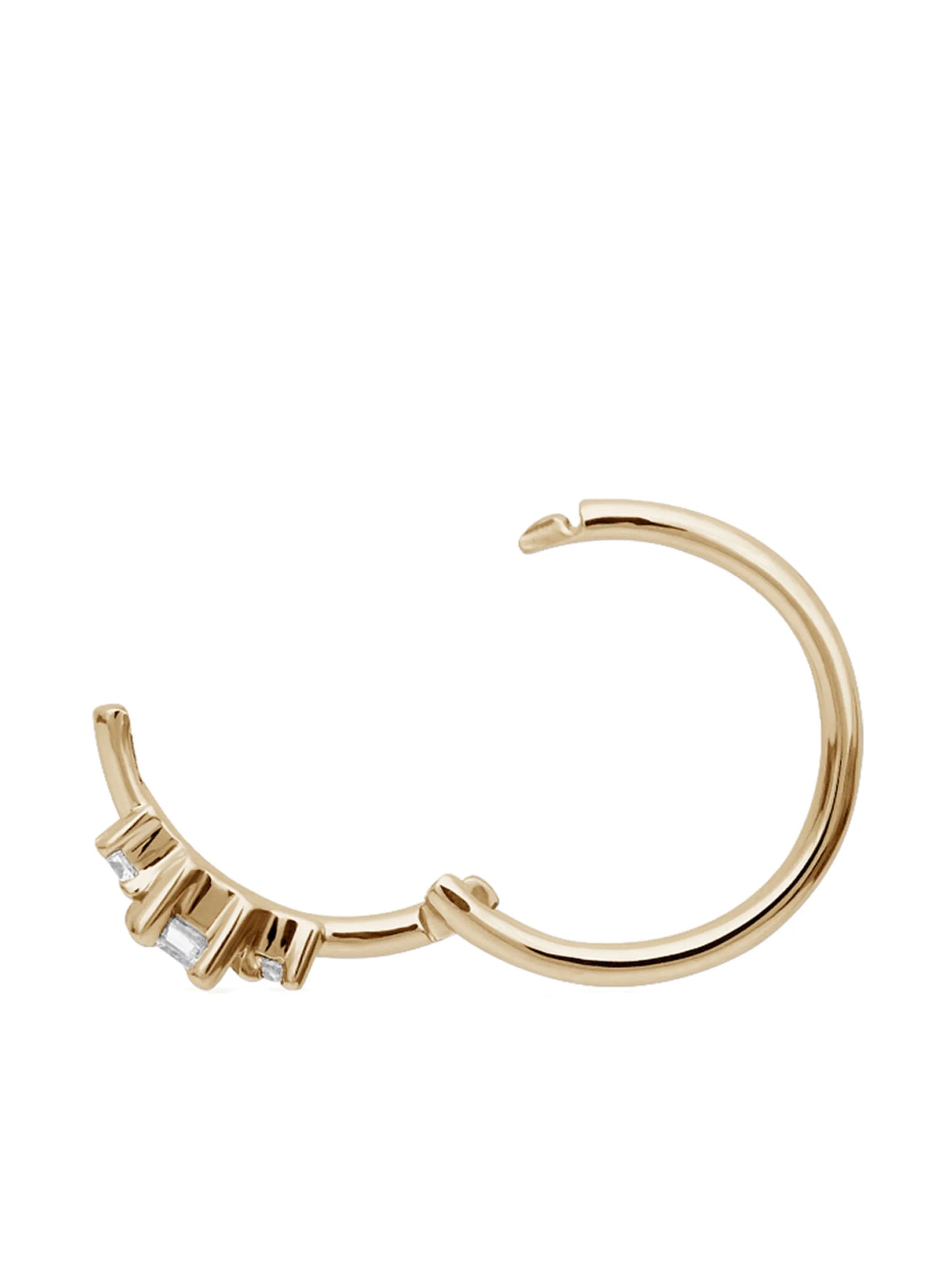 18kt gold Princess huggie earring