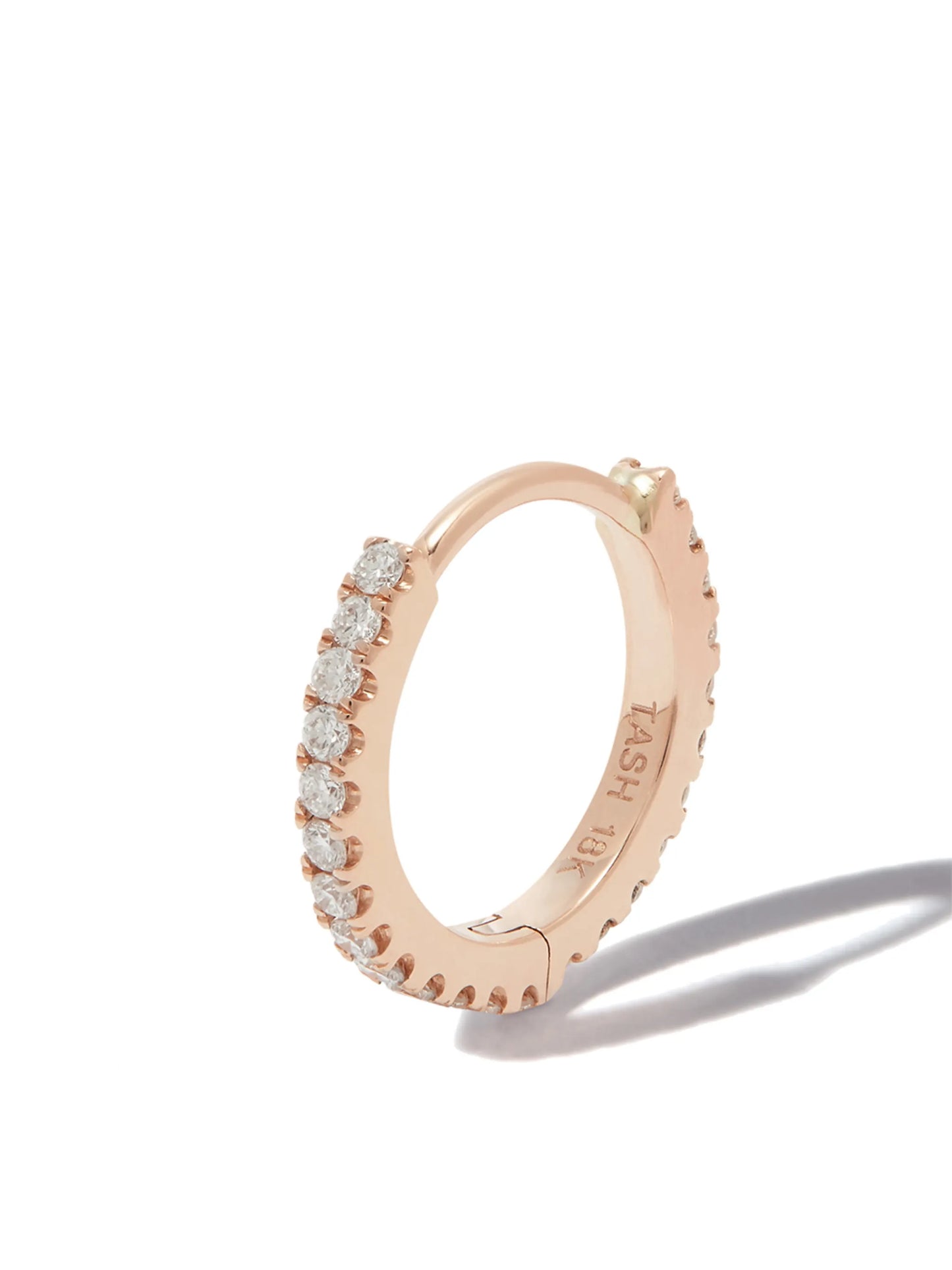 18kt rose gold eternity diamond single hoop earring