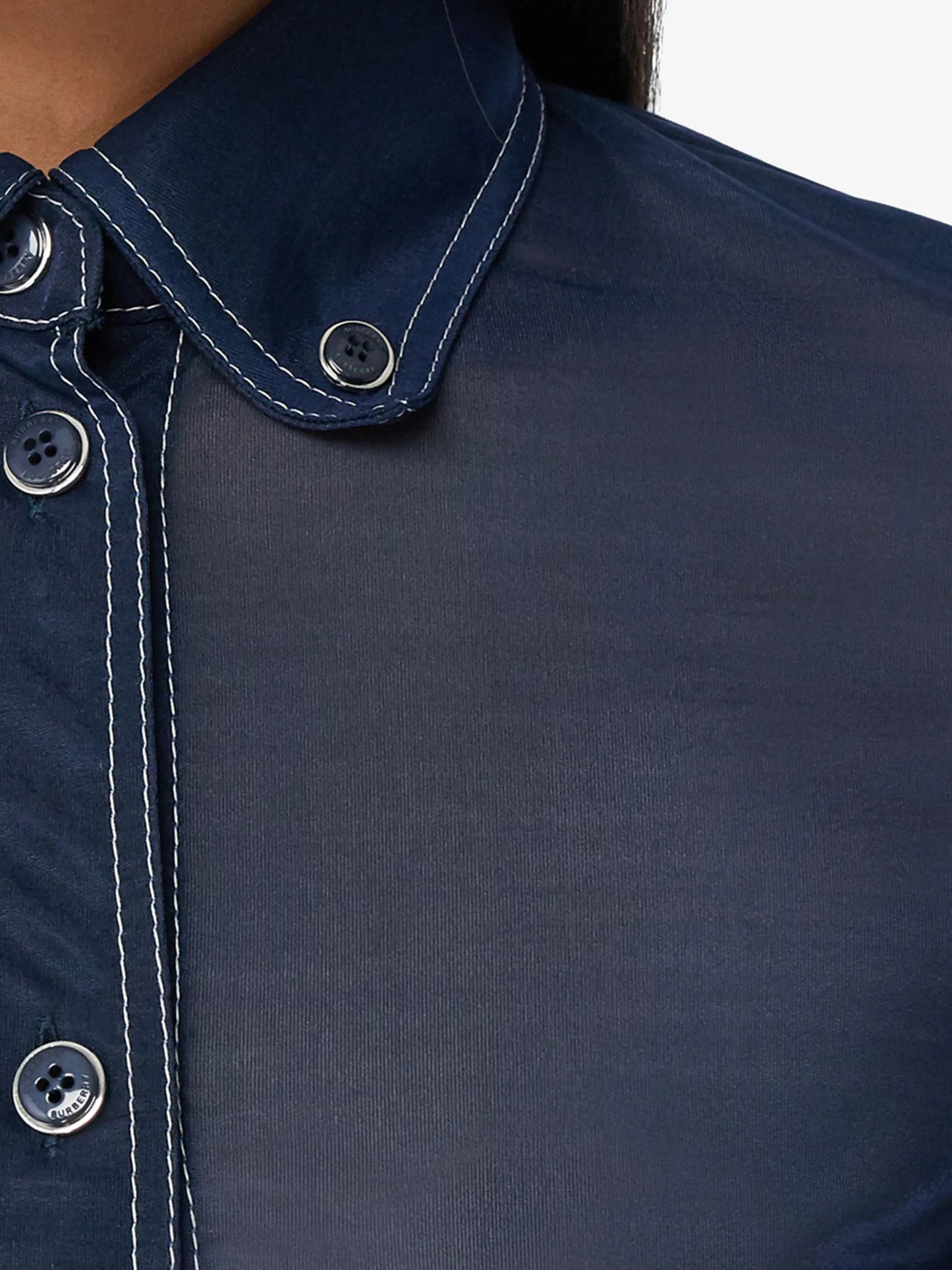 semi-sheer button-down shirt