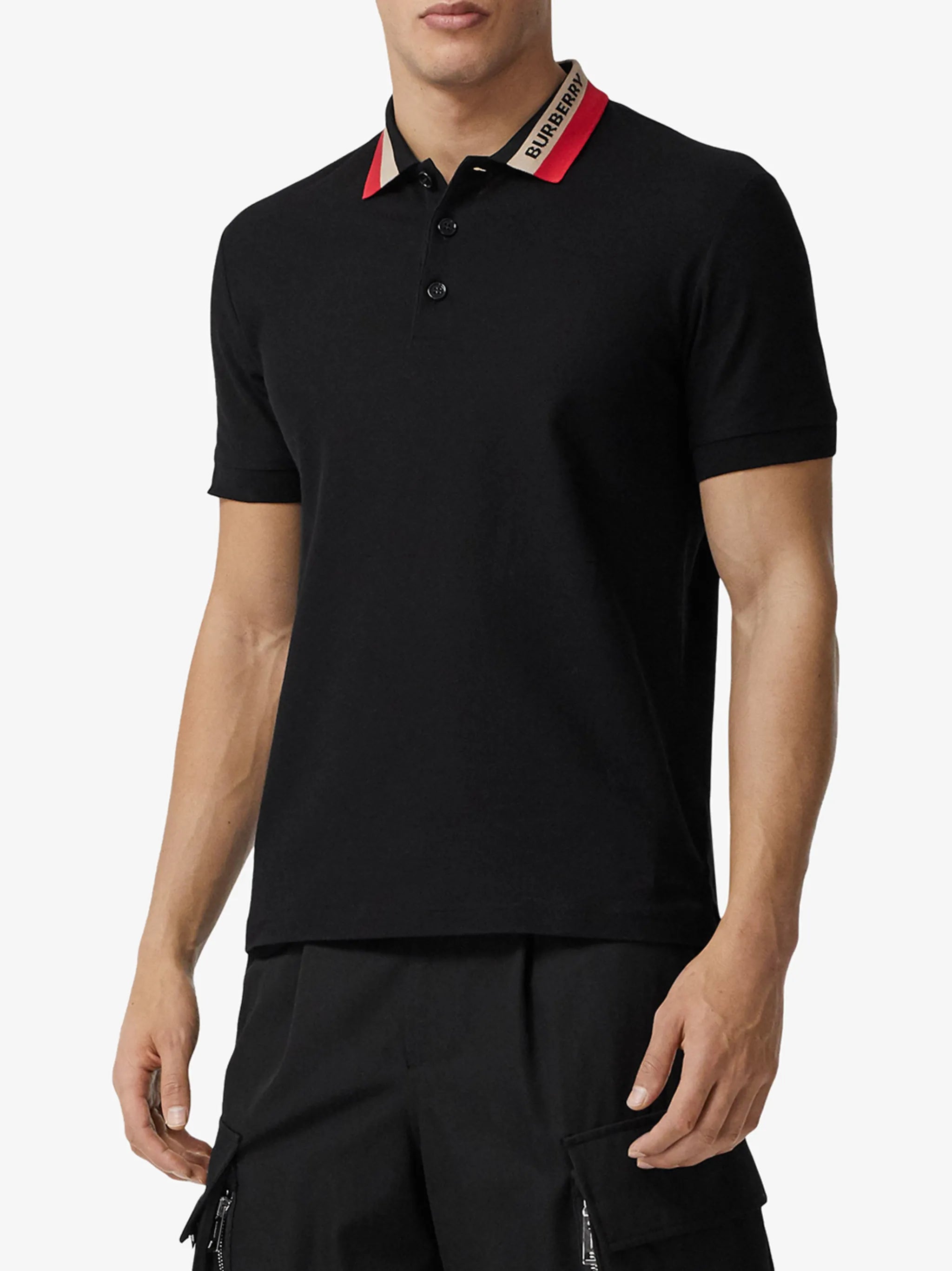 contrast-collar piqué polo shirt