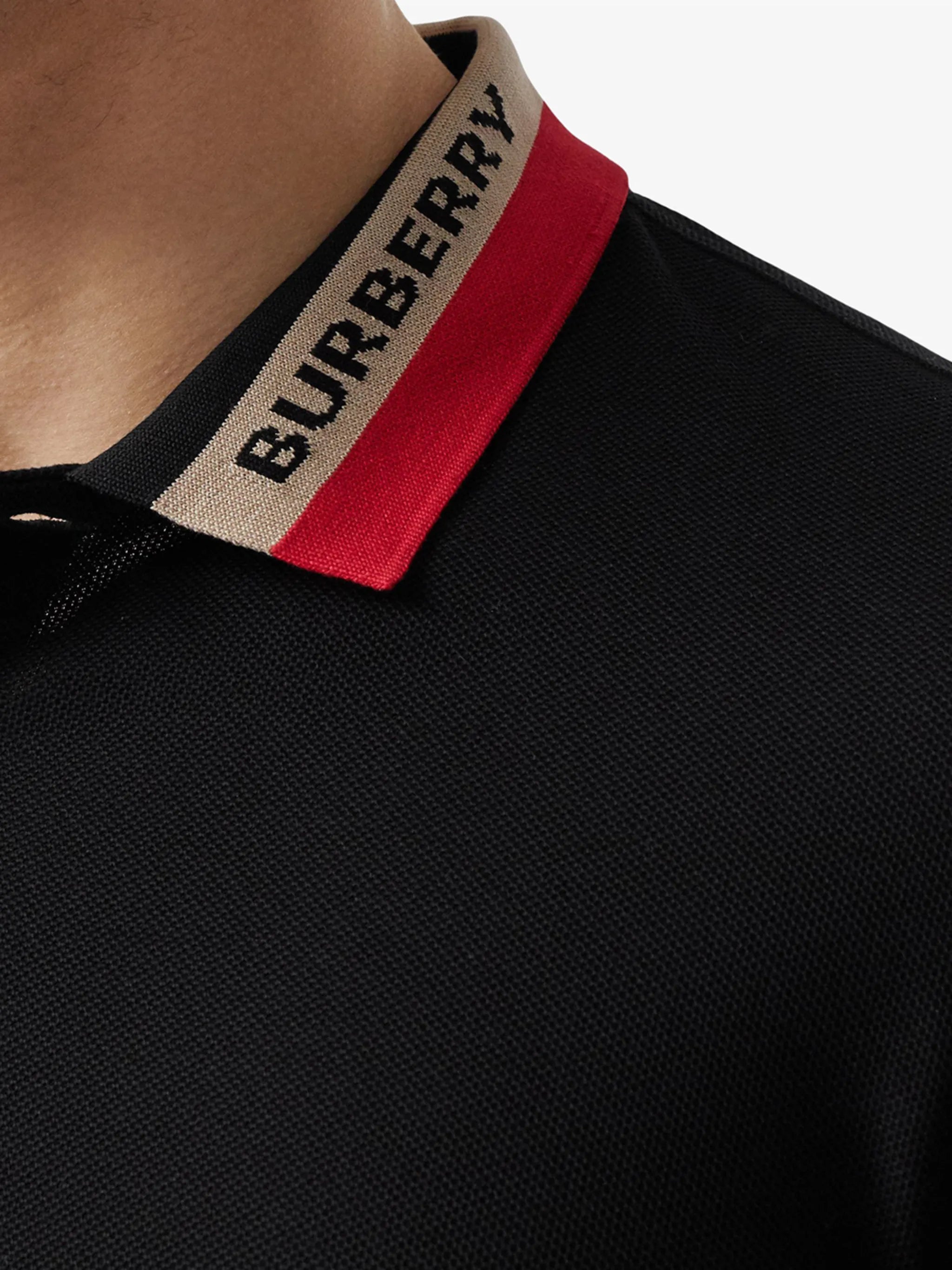 contrast-collar piqué polo shirt