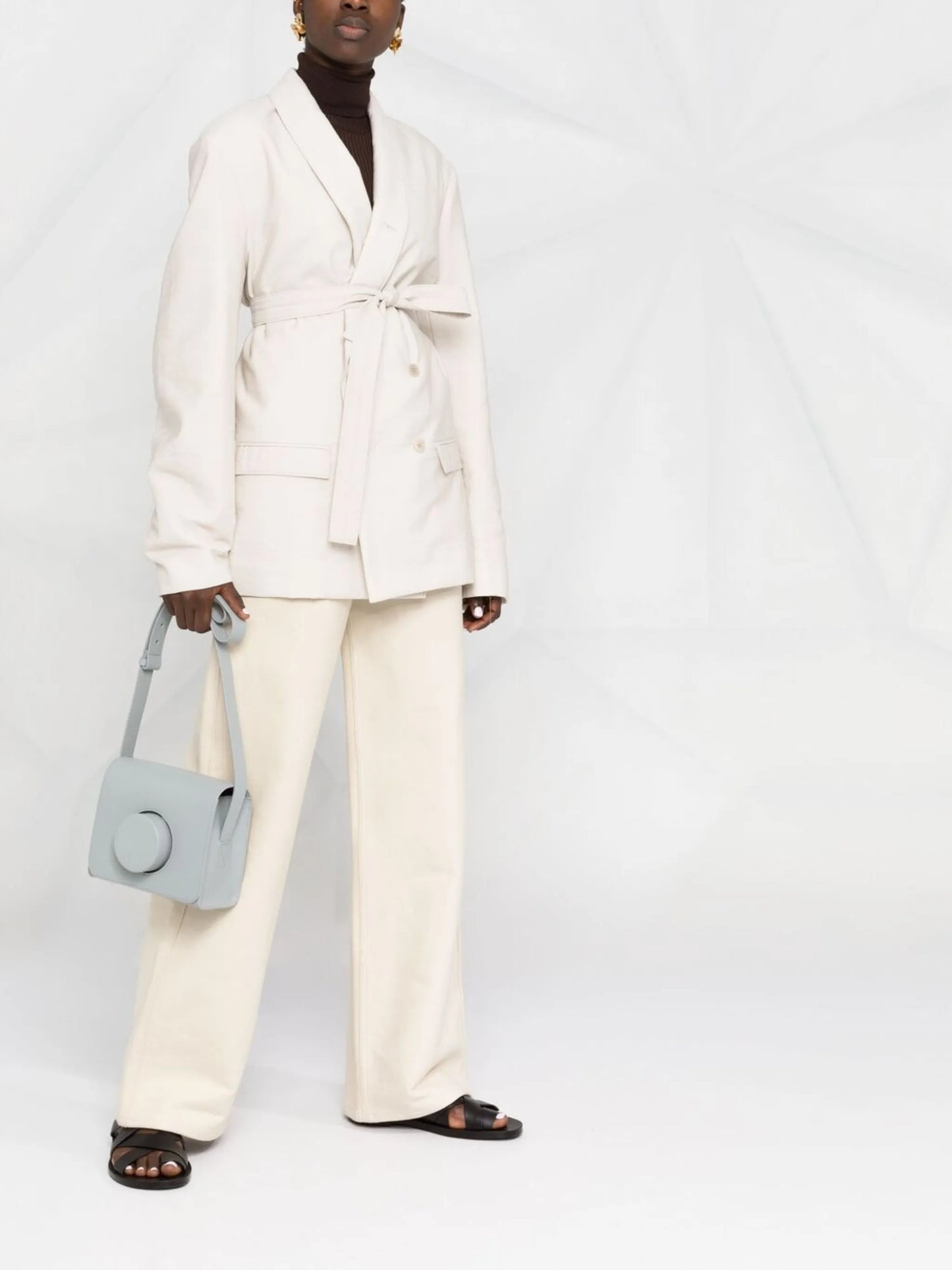 wadded double-breasted tie jacket