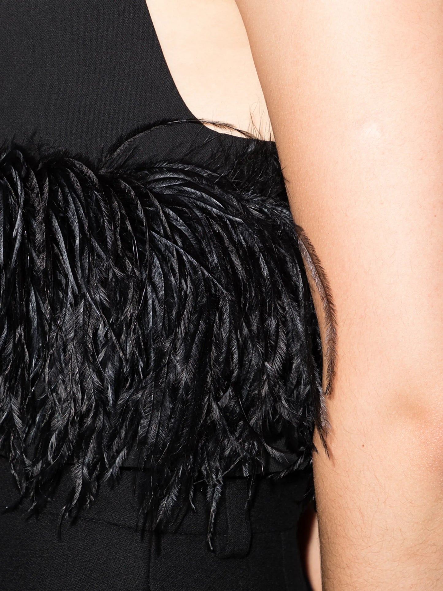 Poppy feather-embellished cropped top