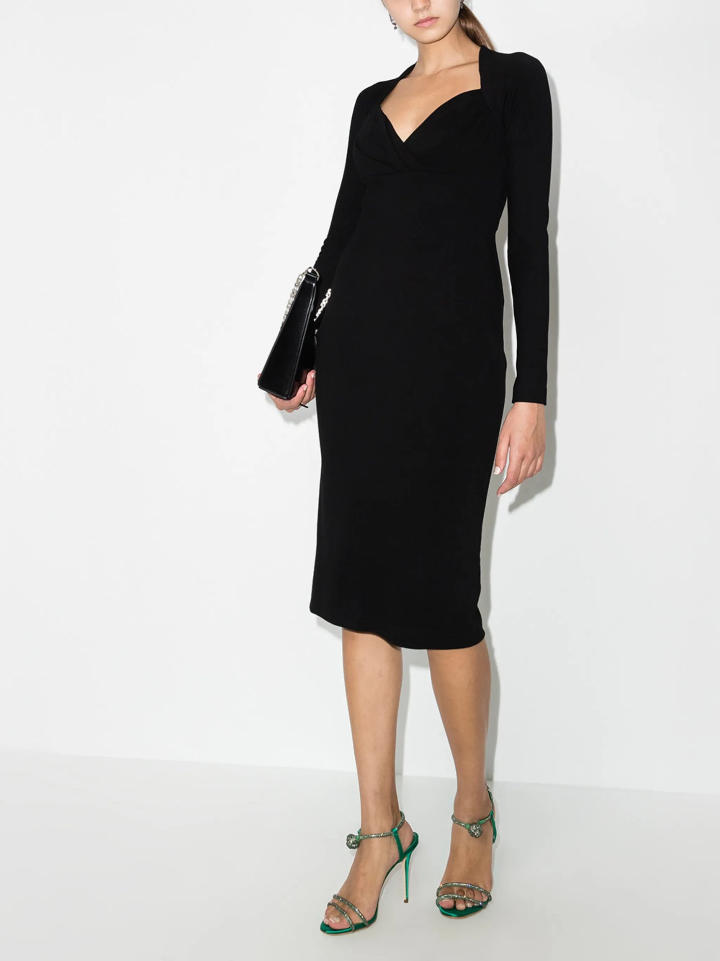 sweetheart-neck midi dress