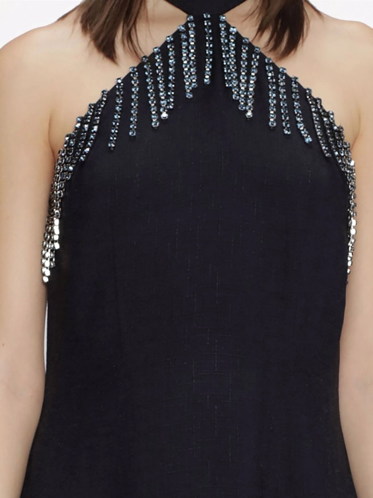 crystal-trim halterneck dress