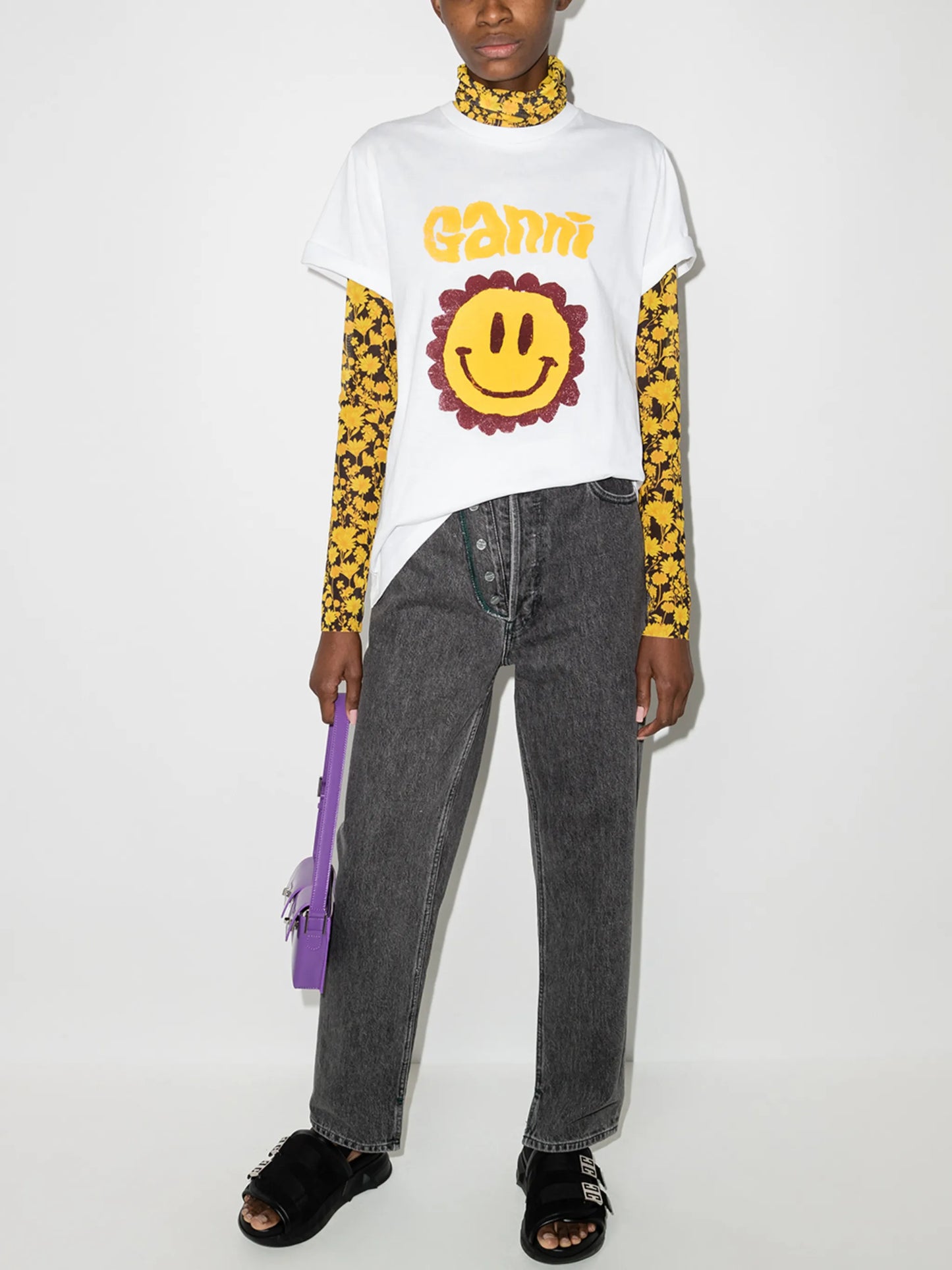 Flower Smiley print T-shirt