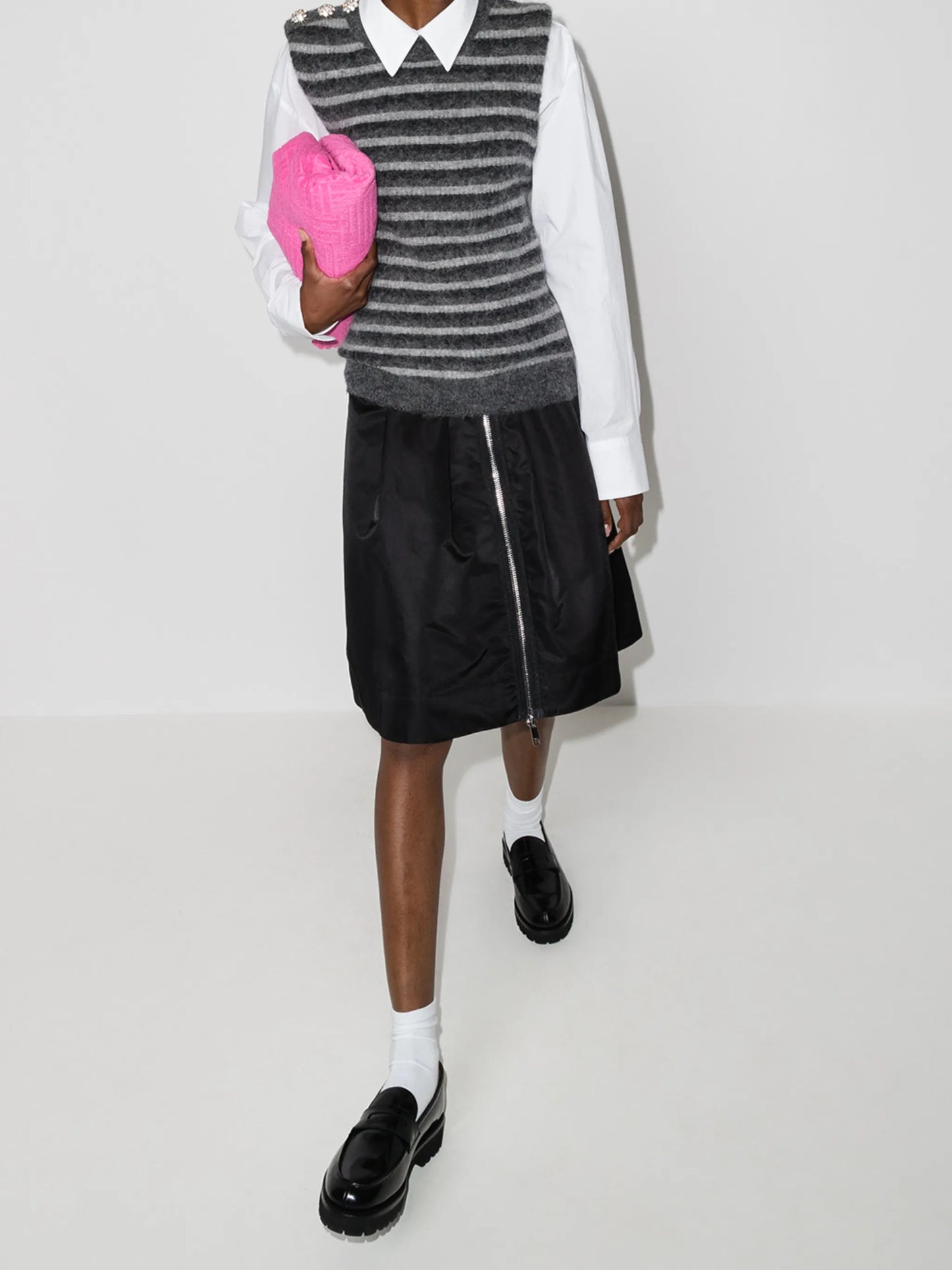 zip-up A-line skirt