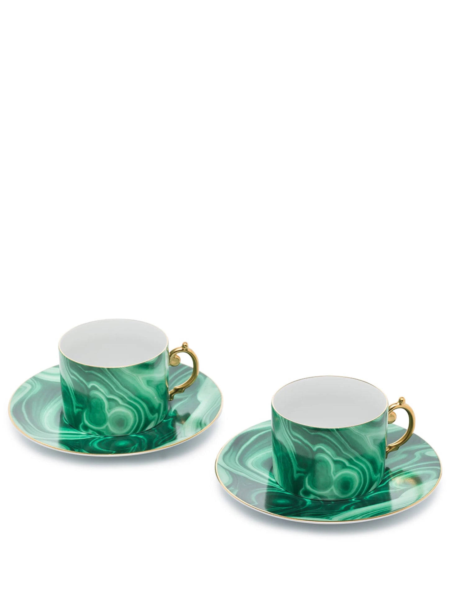 set of 2 Malachite tea cup and saucer