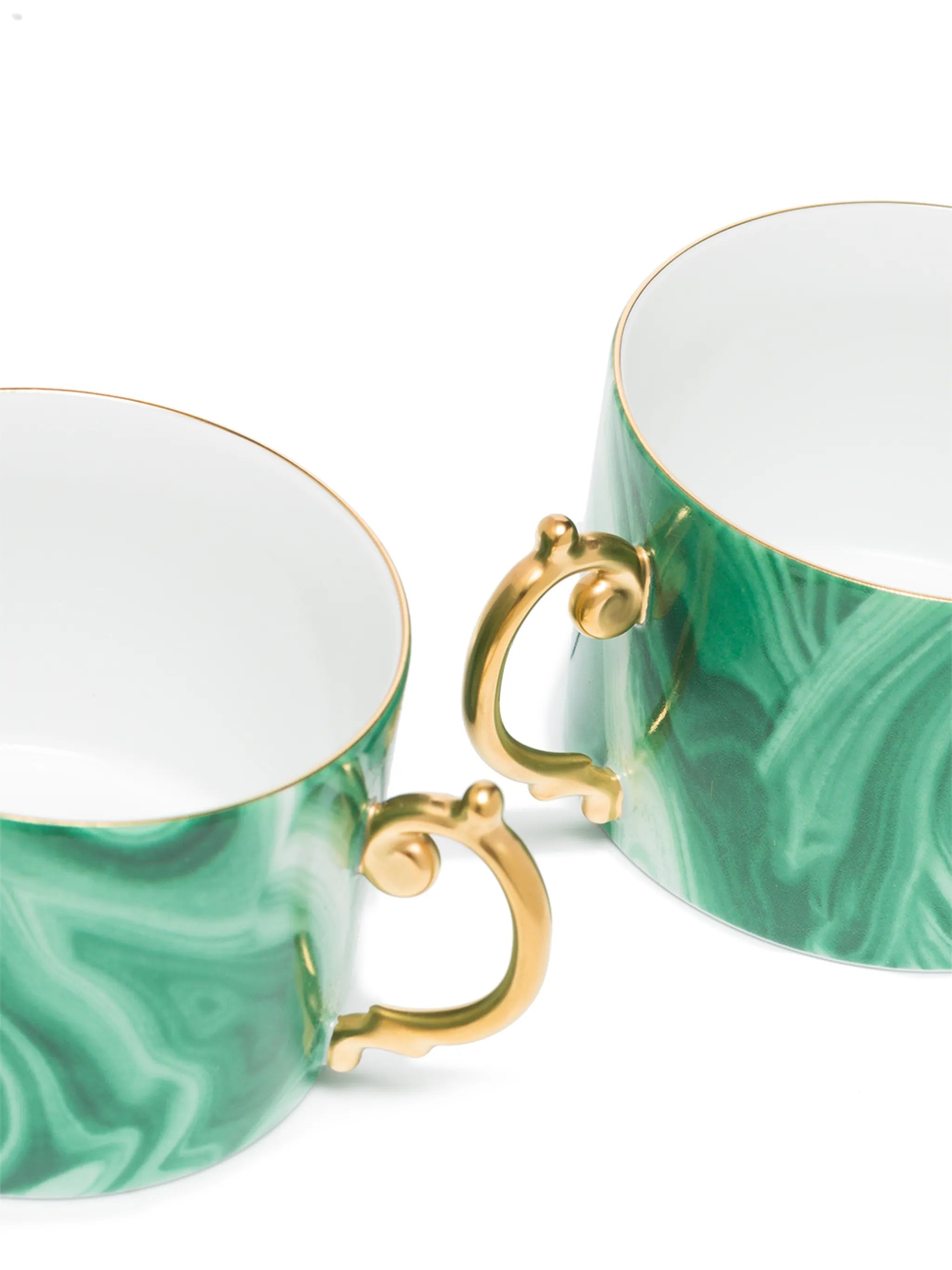 set of 2 Malachite tea cup and saucer