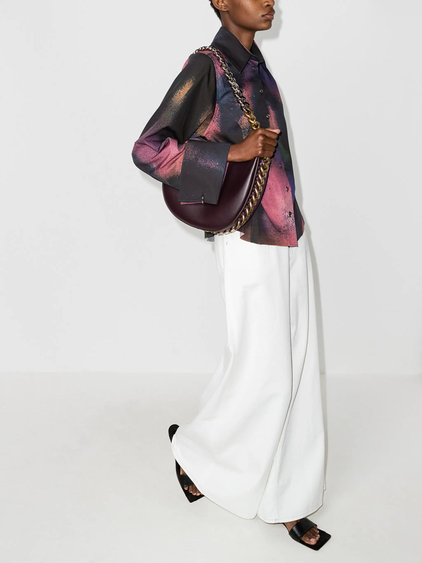abstract print turn cuffs shirt