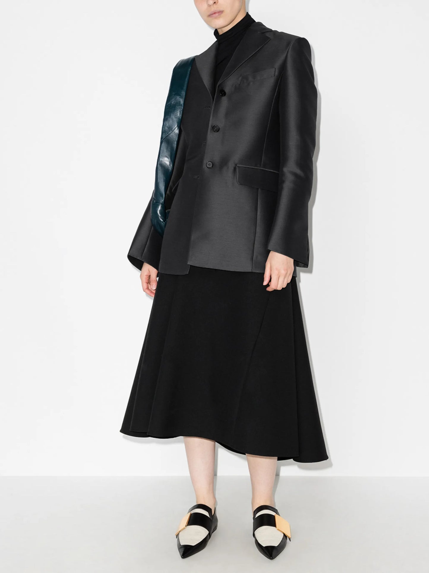 single-breasted wool-silk blazer