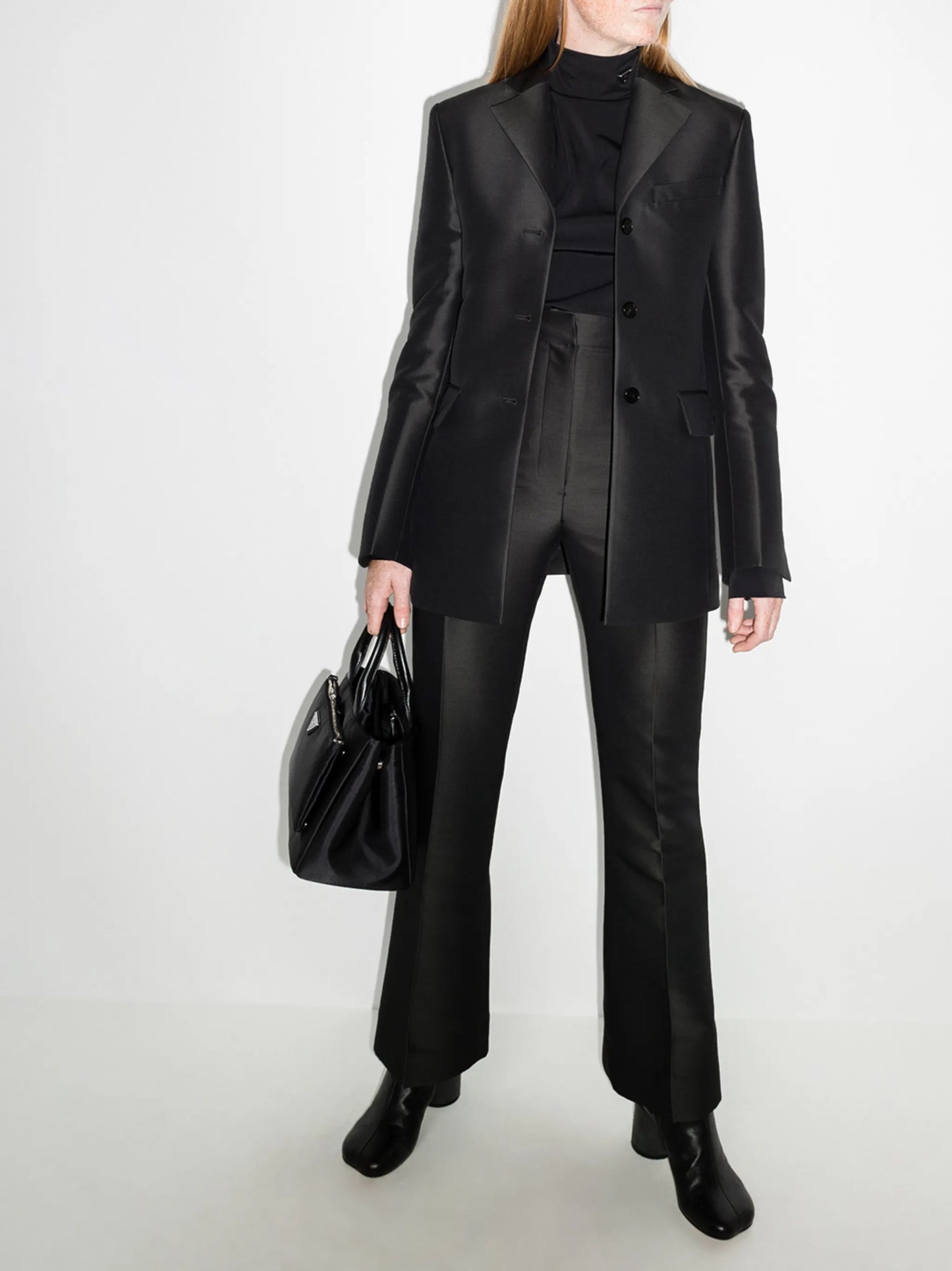 high-rise slim-fit trousers