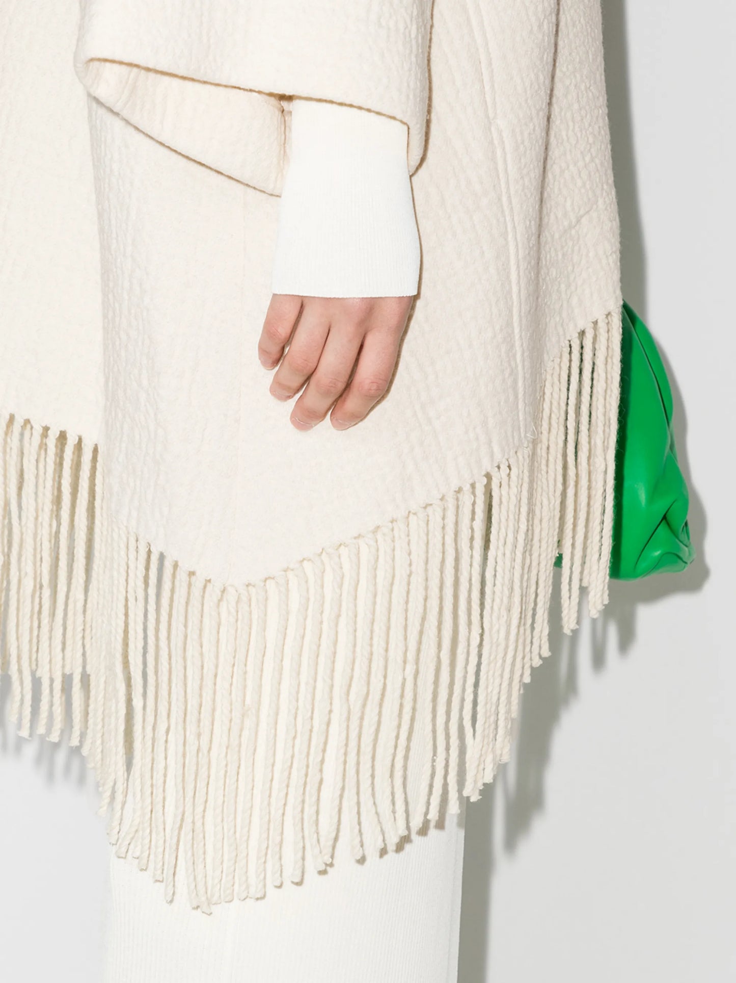 fringed-hem textured cape