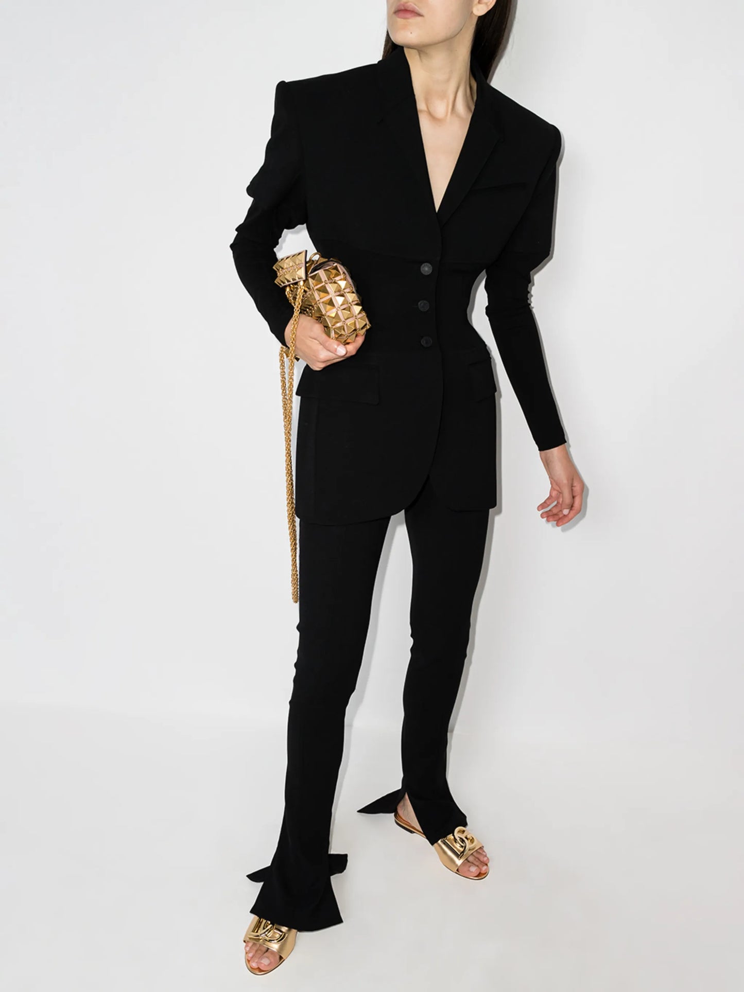 DG-logo leather thong sandals