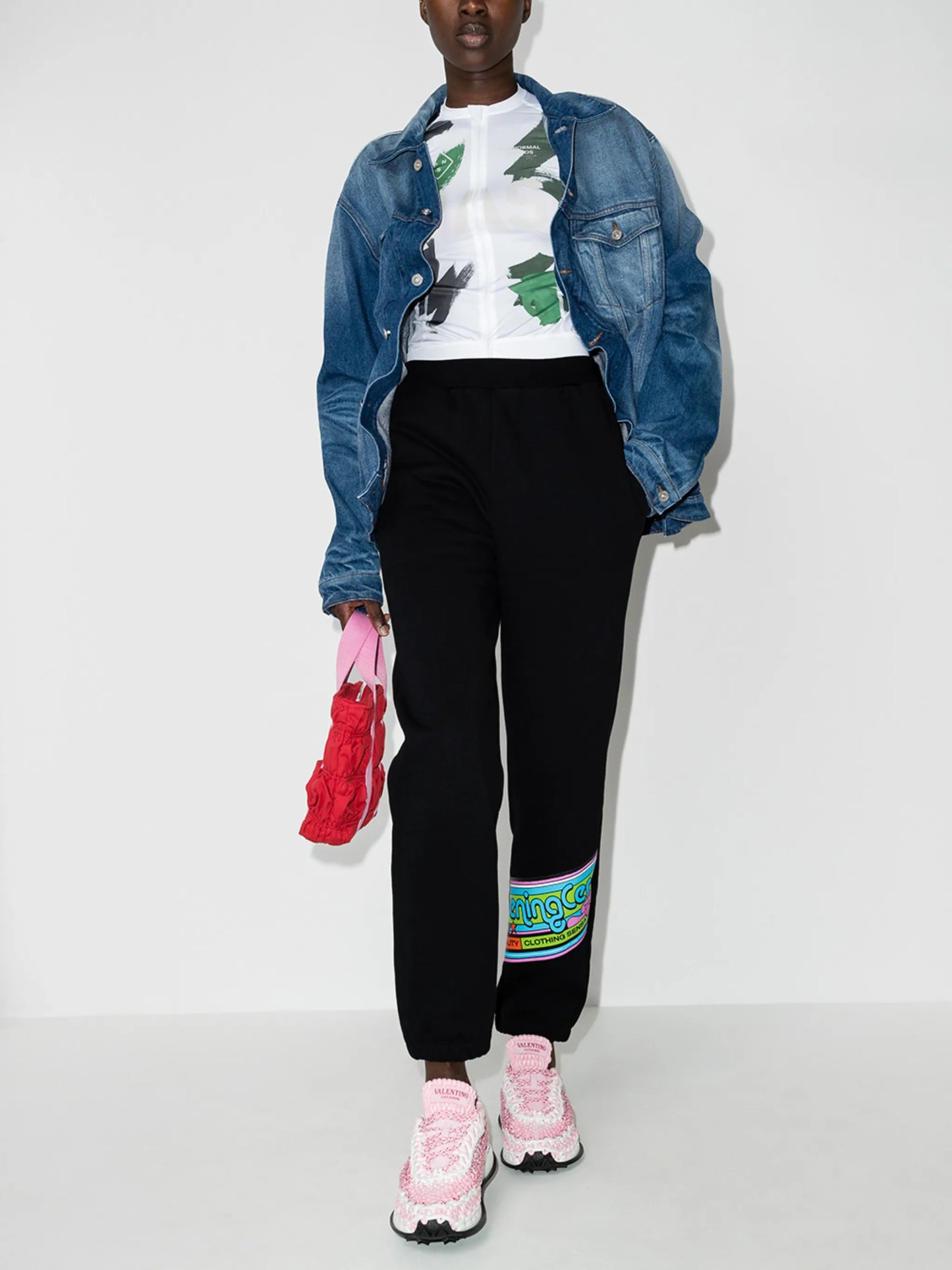 cartoon-print band track pants