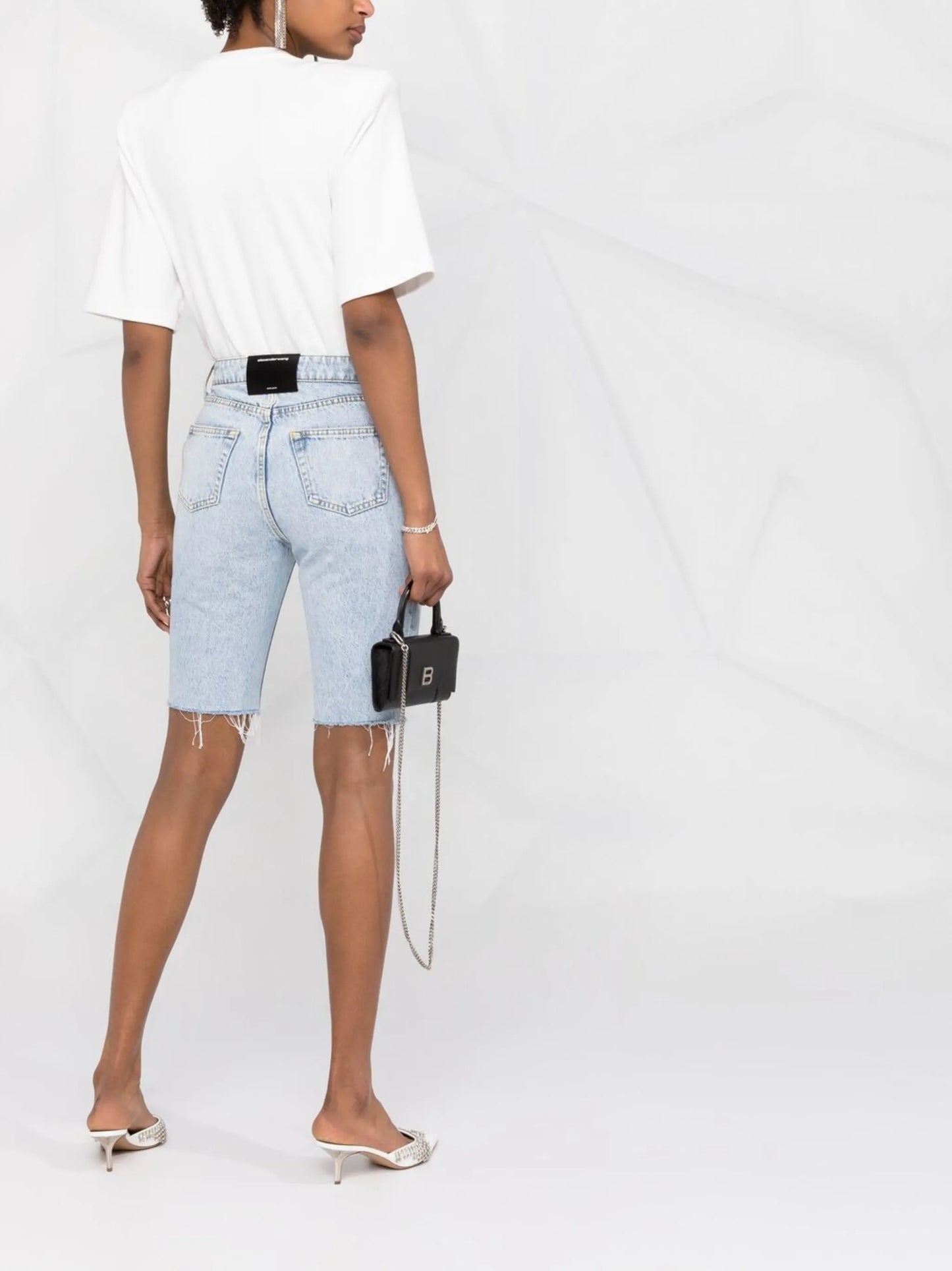 raw-cut denim shorts