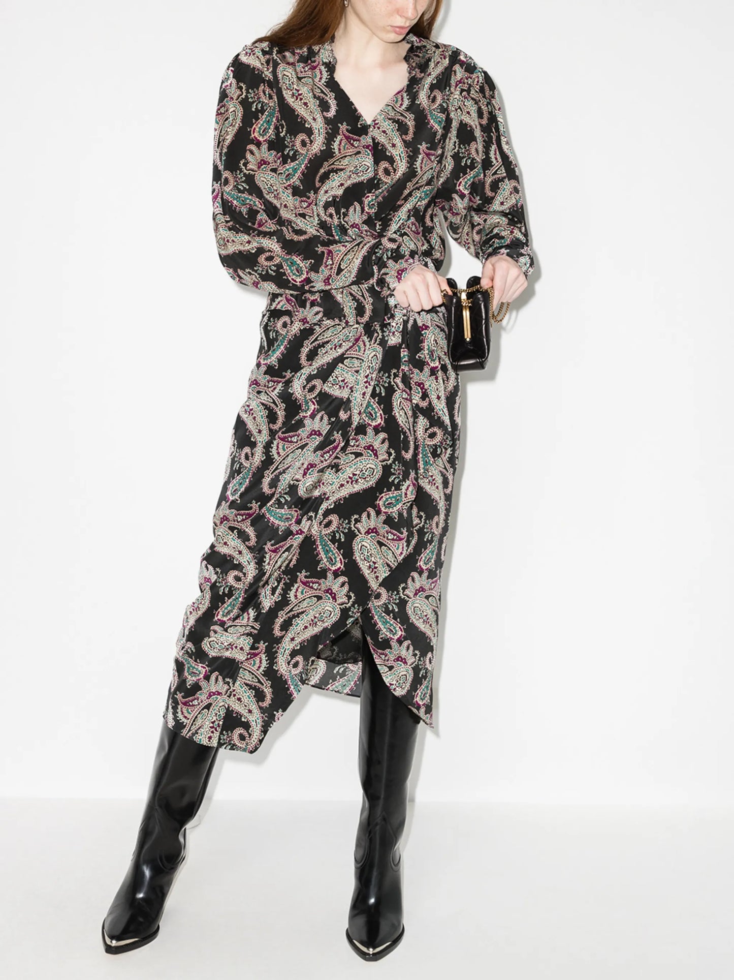 paisley-print silk blouse