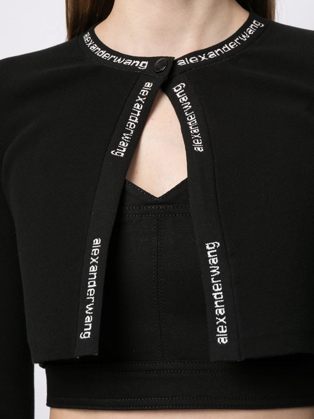 logo-trim cropped cardigan