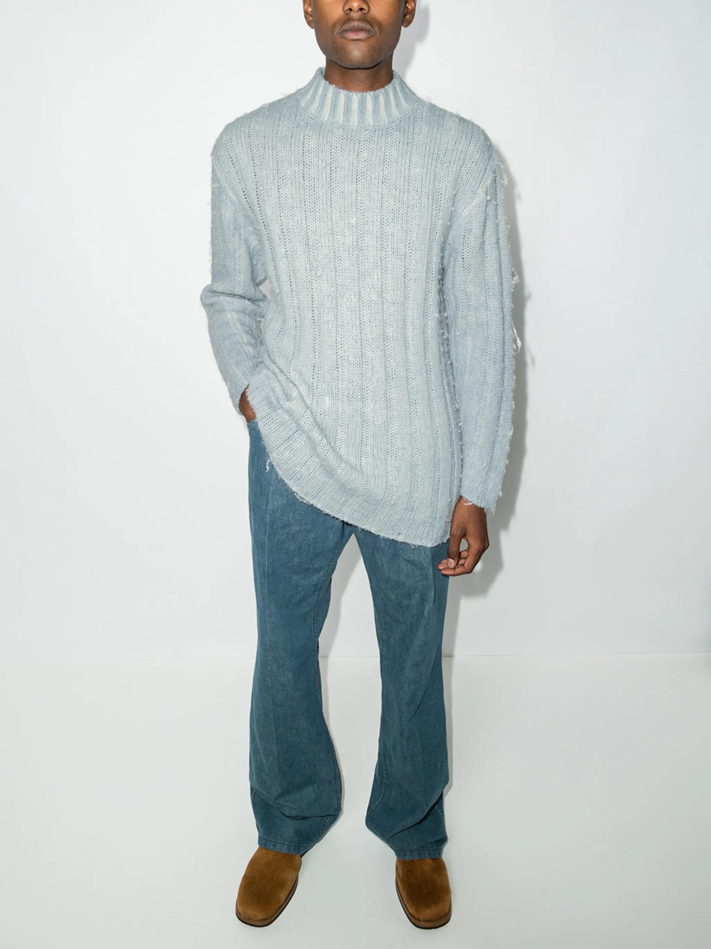 ribbed funnel neck jumper