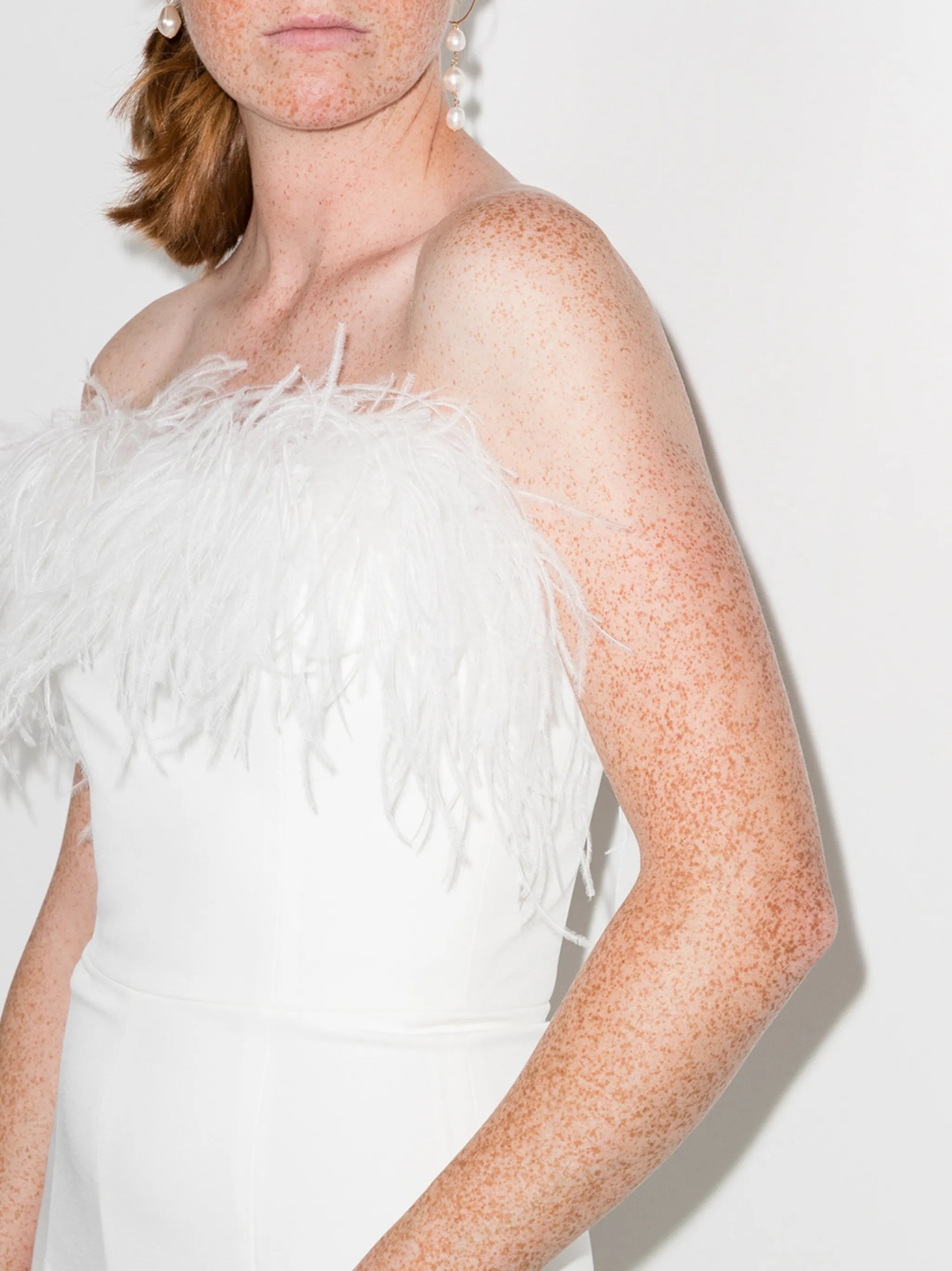 Taree feather-trim strapless jumpsuit