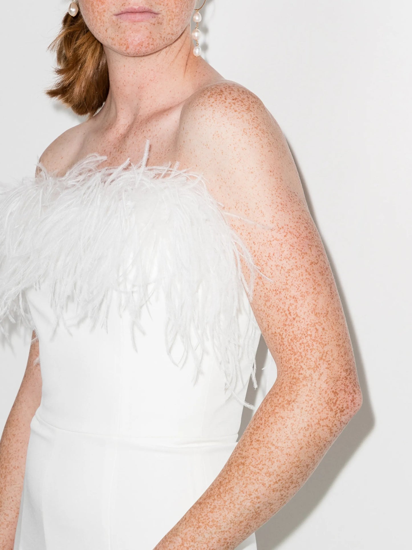 Taree feather-trim strapless jumpsuit