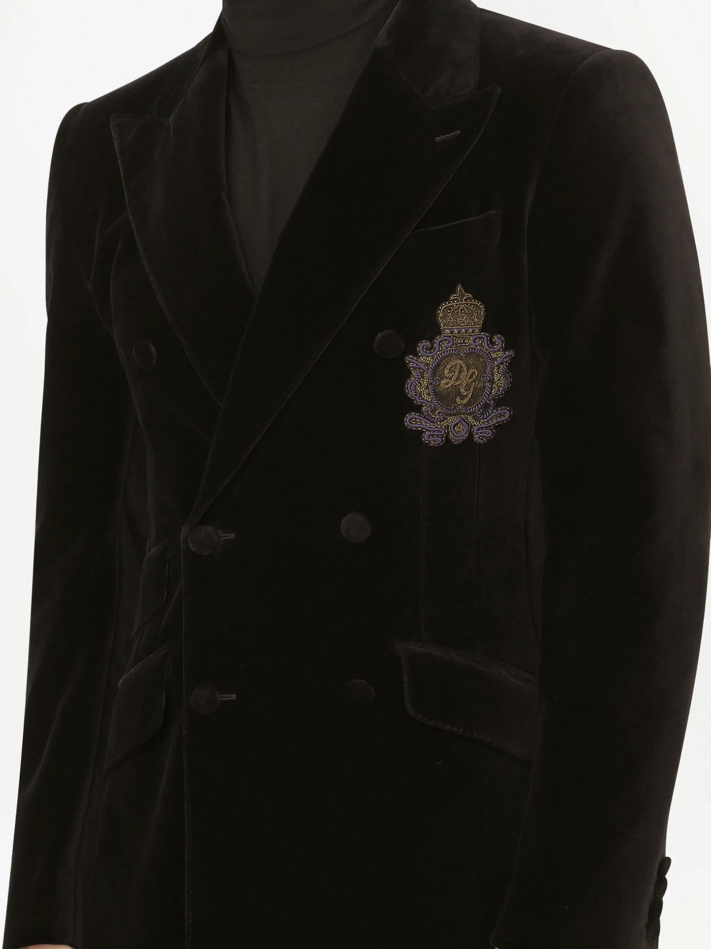 velvet-effect double-breasted blazer