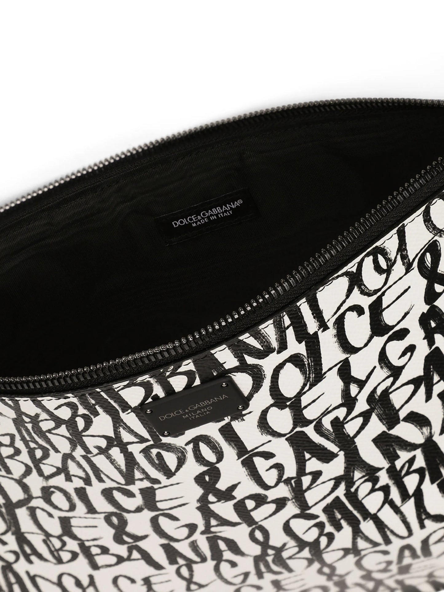 monogram-print clutch bag