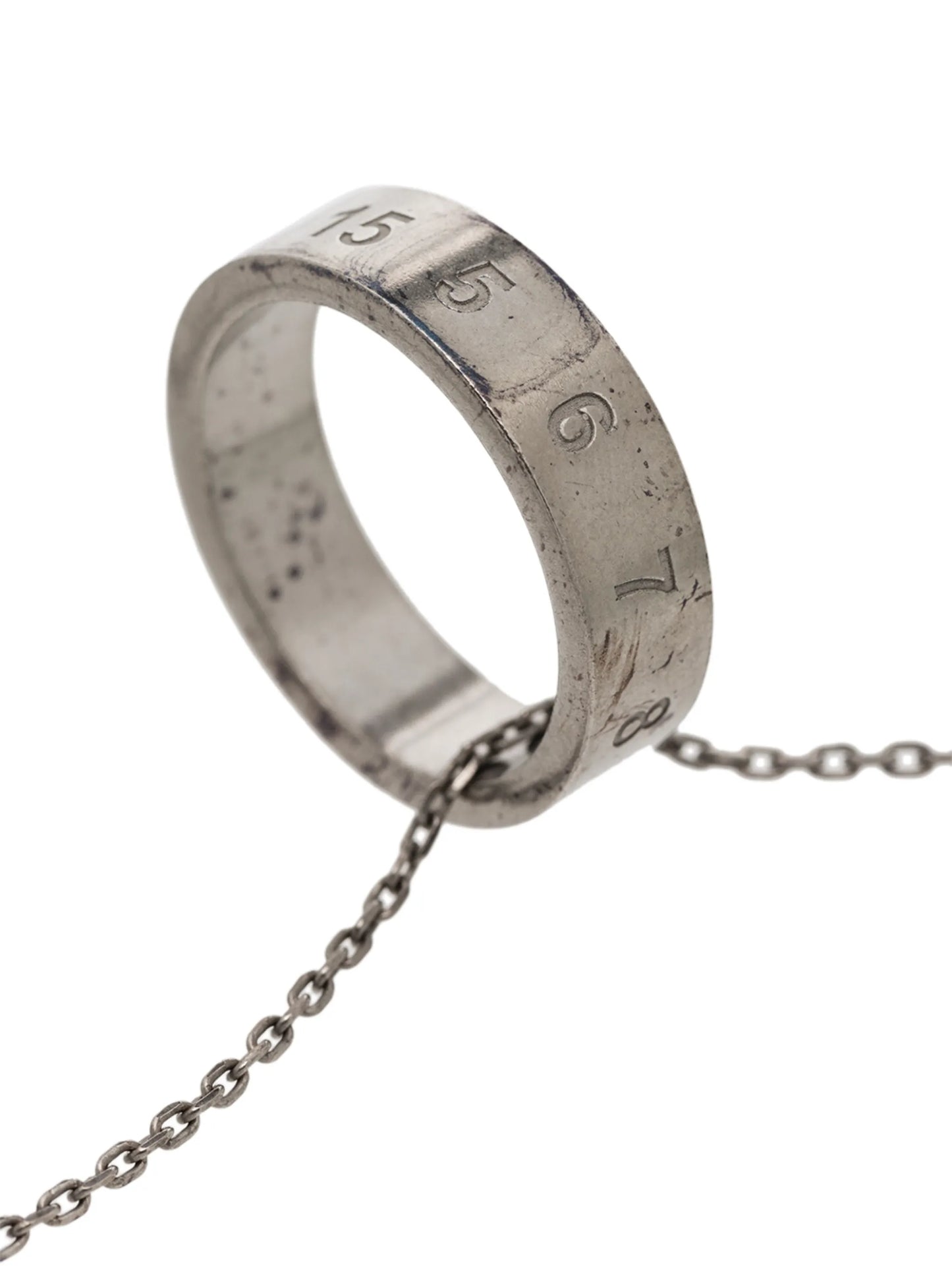 number-engraved ring necklace