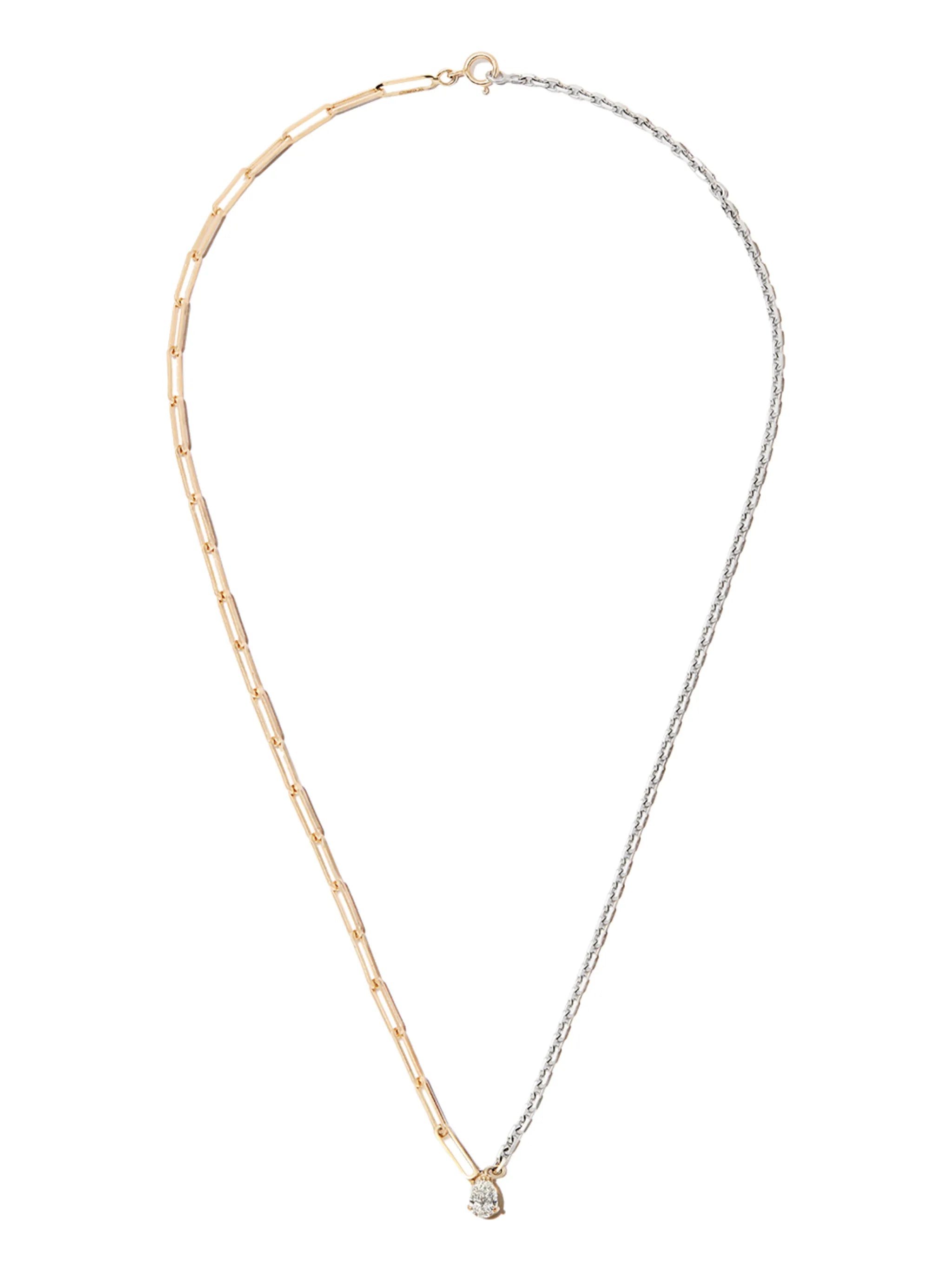 18kt yellow gold pear-diamond necklace