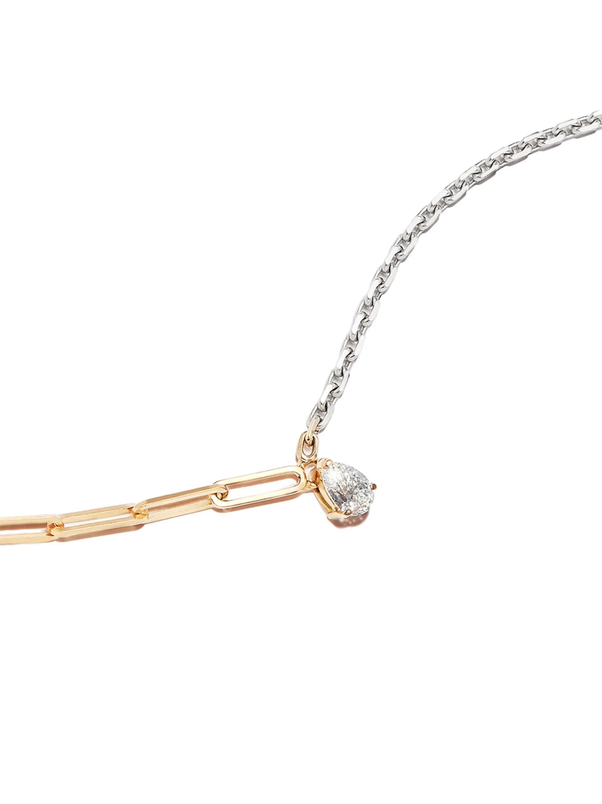 18kt yellow gold pear-diamond necklace