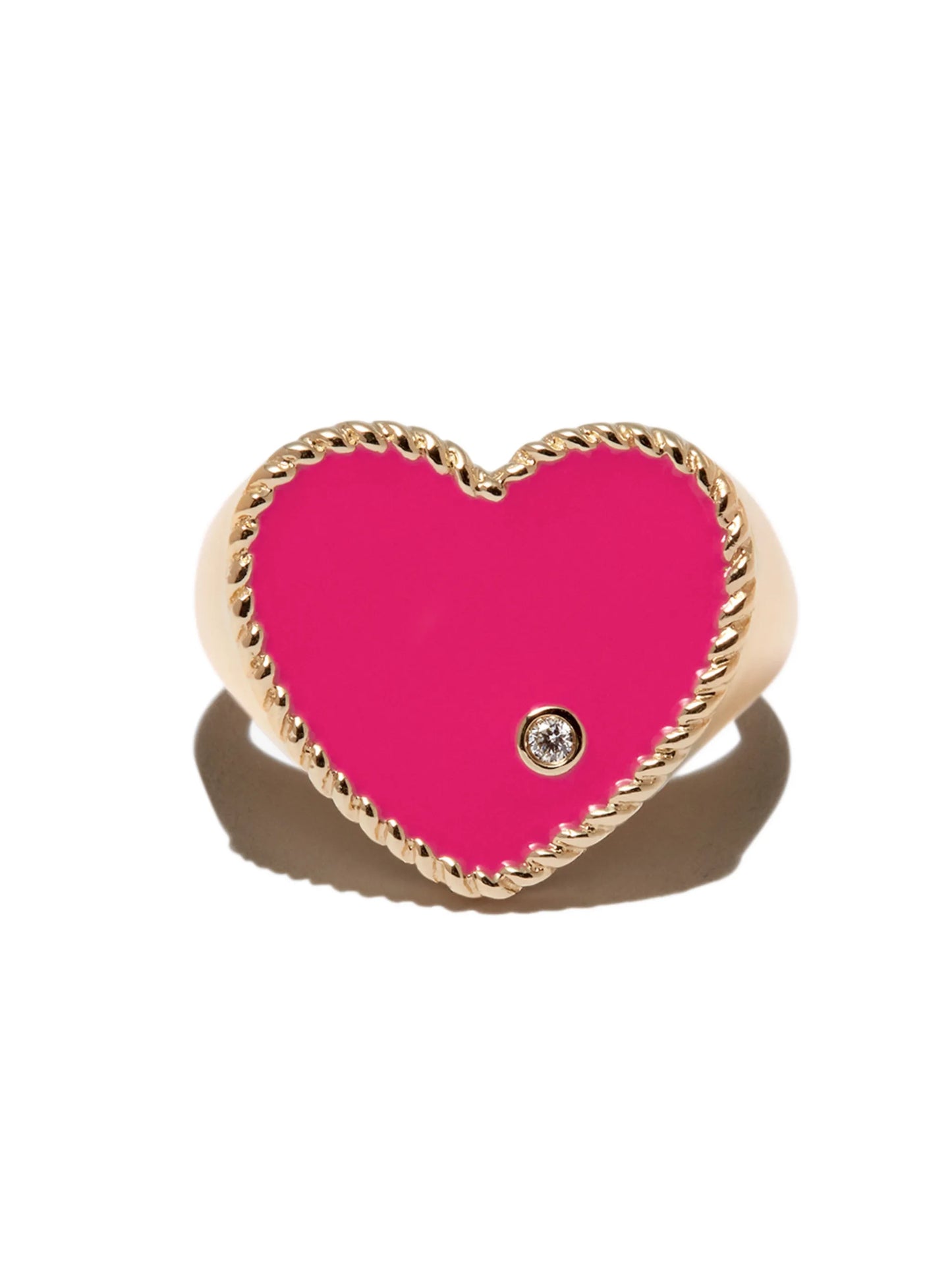 9kt yellow gold heart signet ring