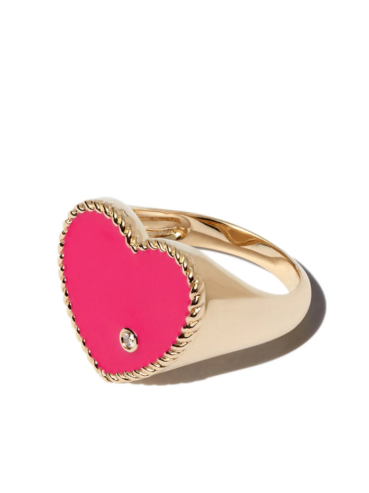9kt yellow gold heart signet ring