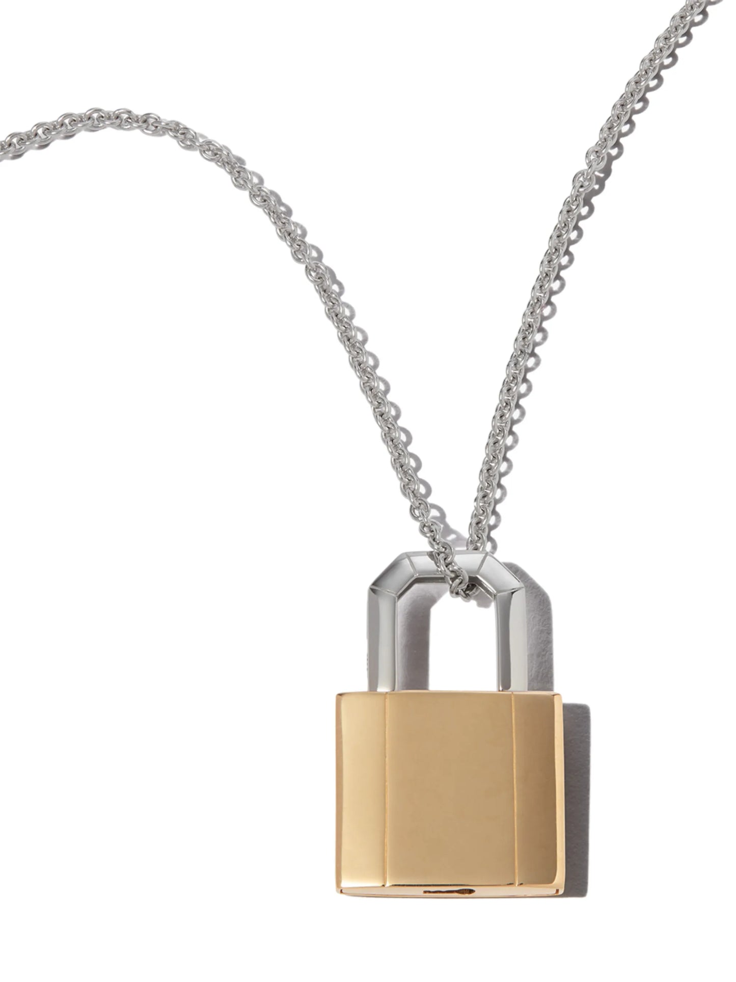 18kt yellow and white gold lock pendant necklace
