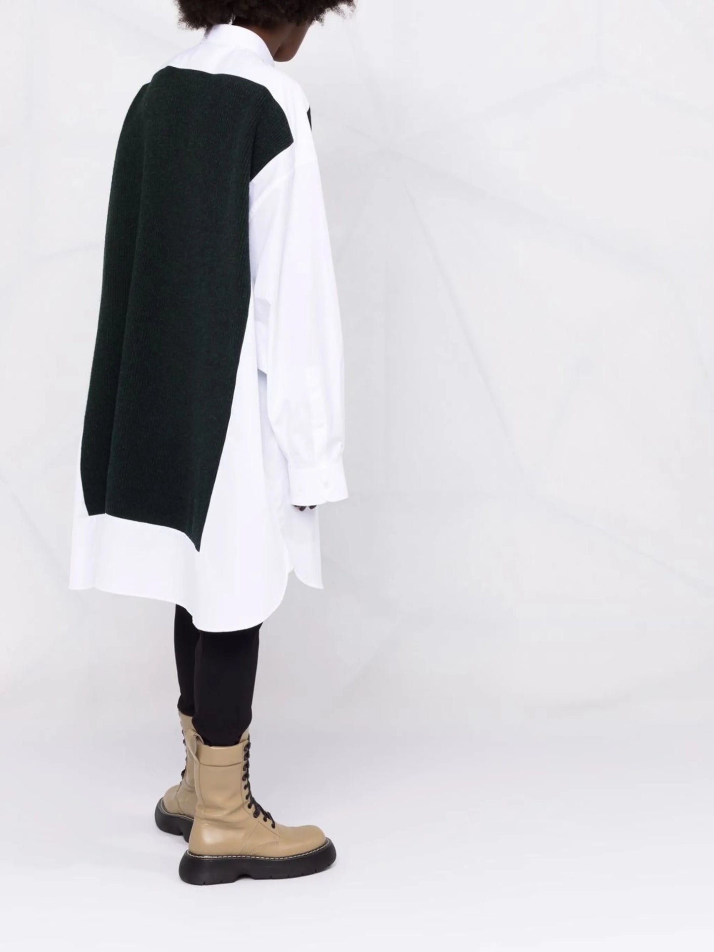 oversized jumper-panel shirt dress