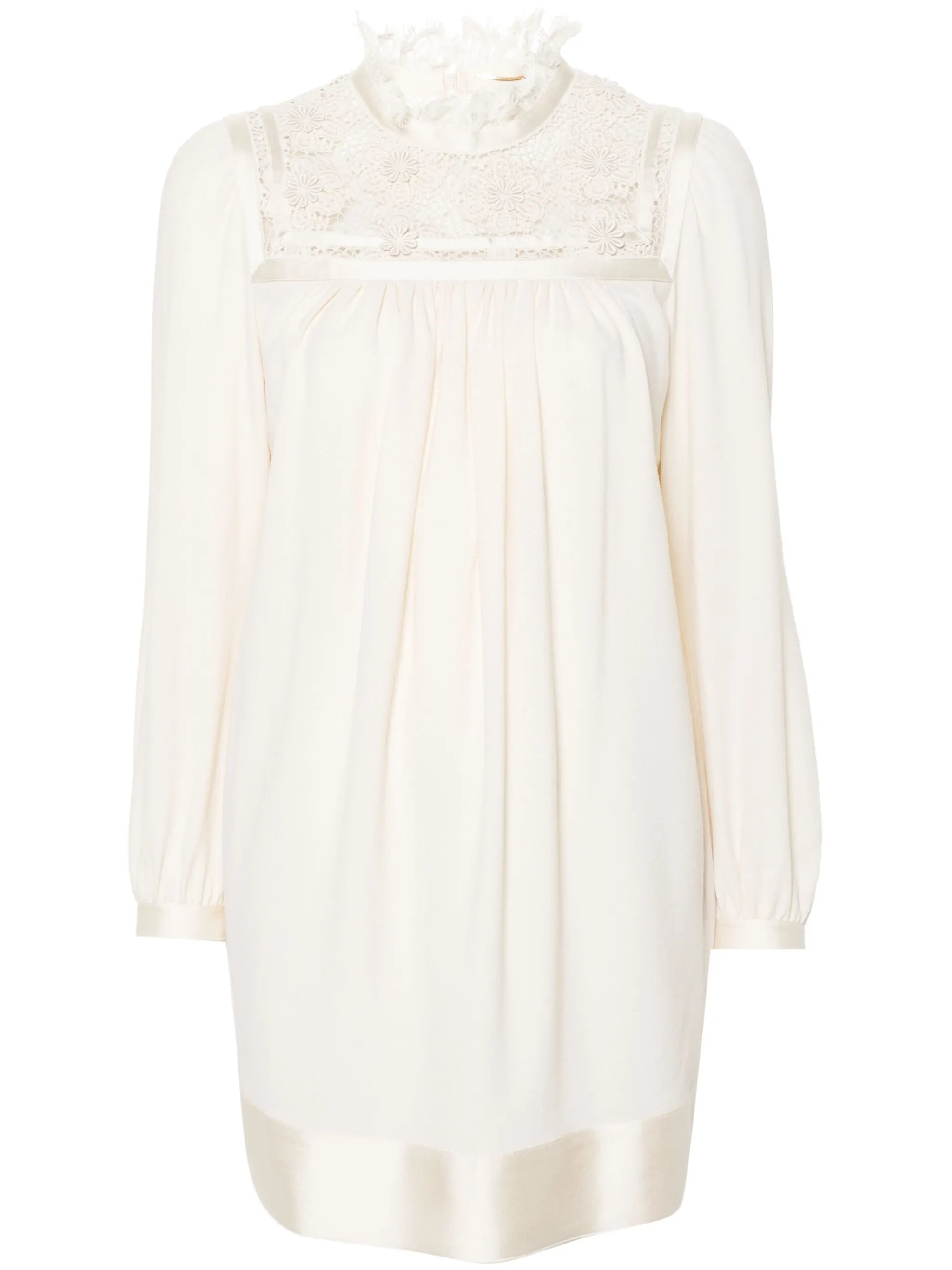 guipure-lace panelling mini dress