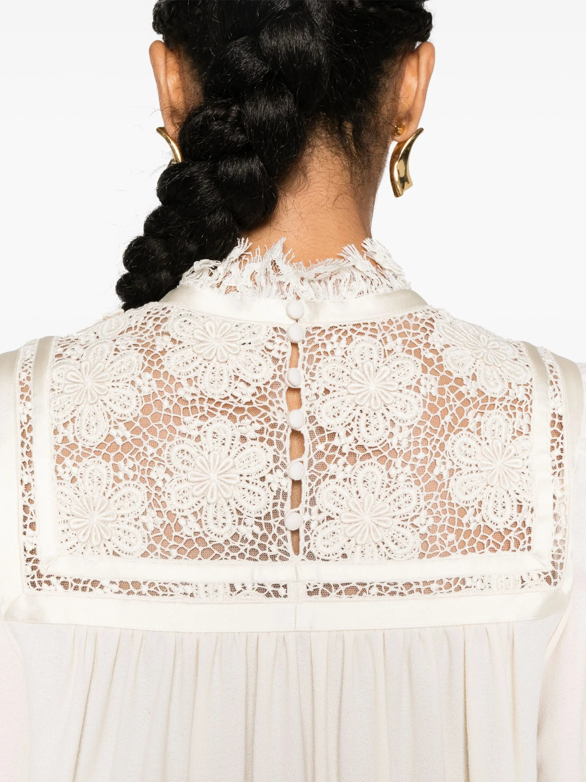 guipure-lace panelling mini dress
