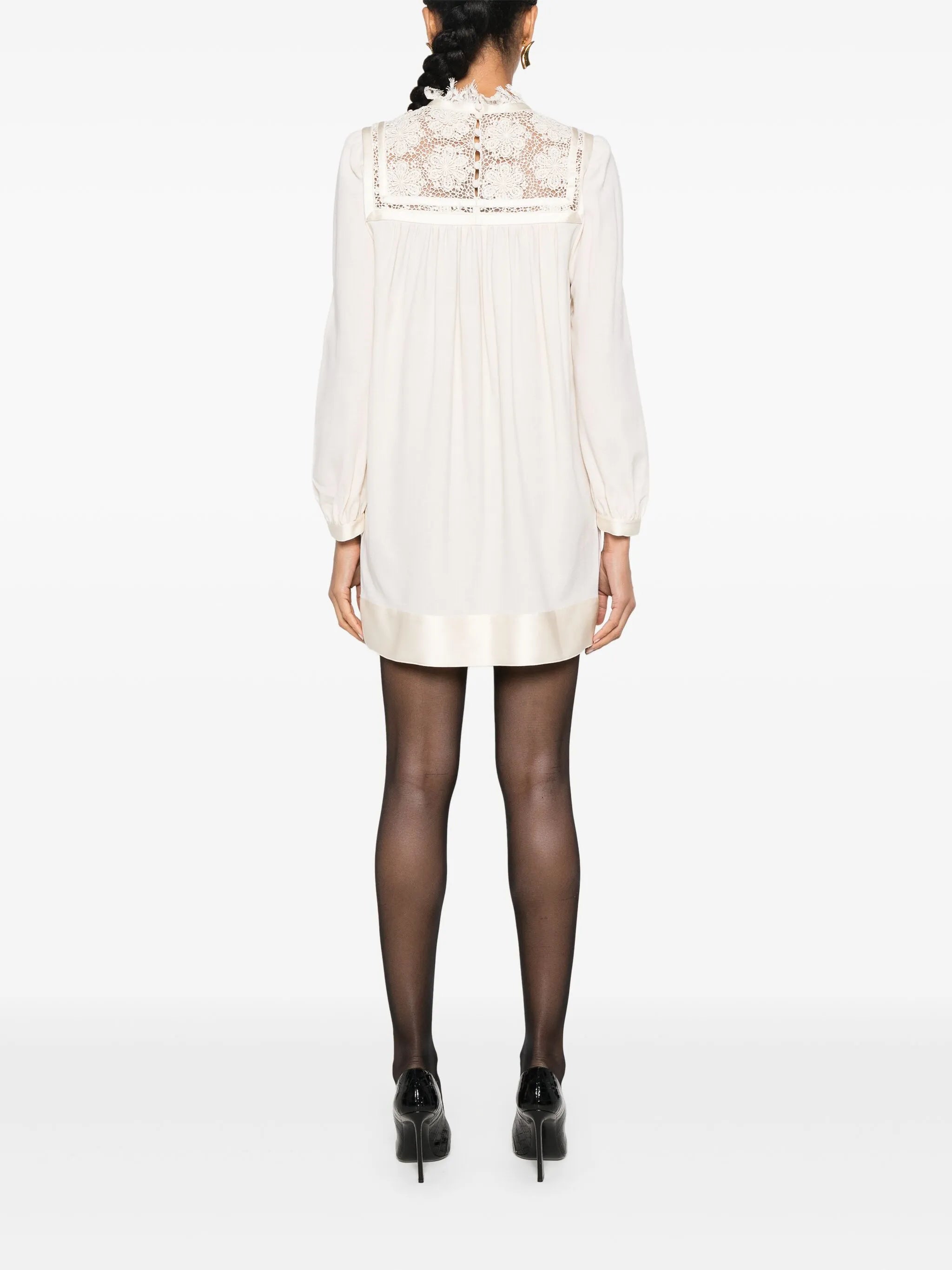 guipure-lace panelling mini dress
