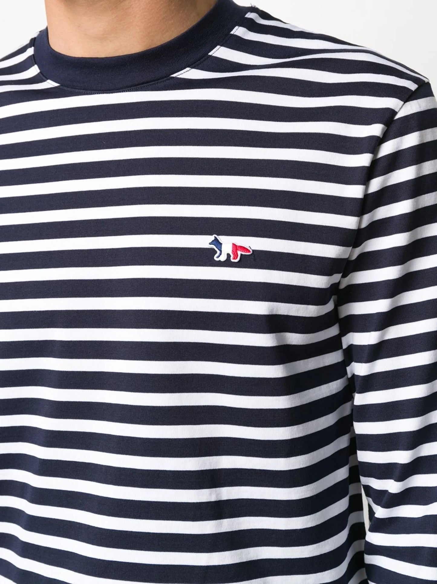 fox-embroidered striped T-shirt