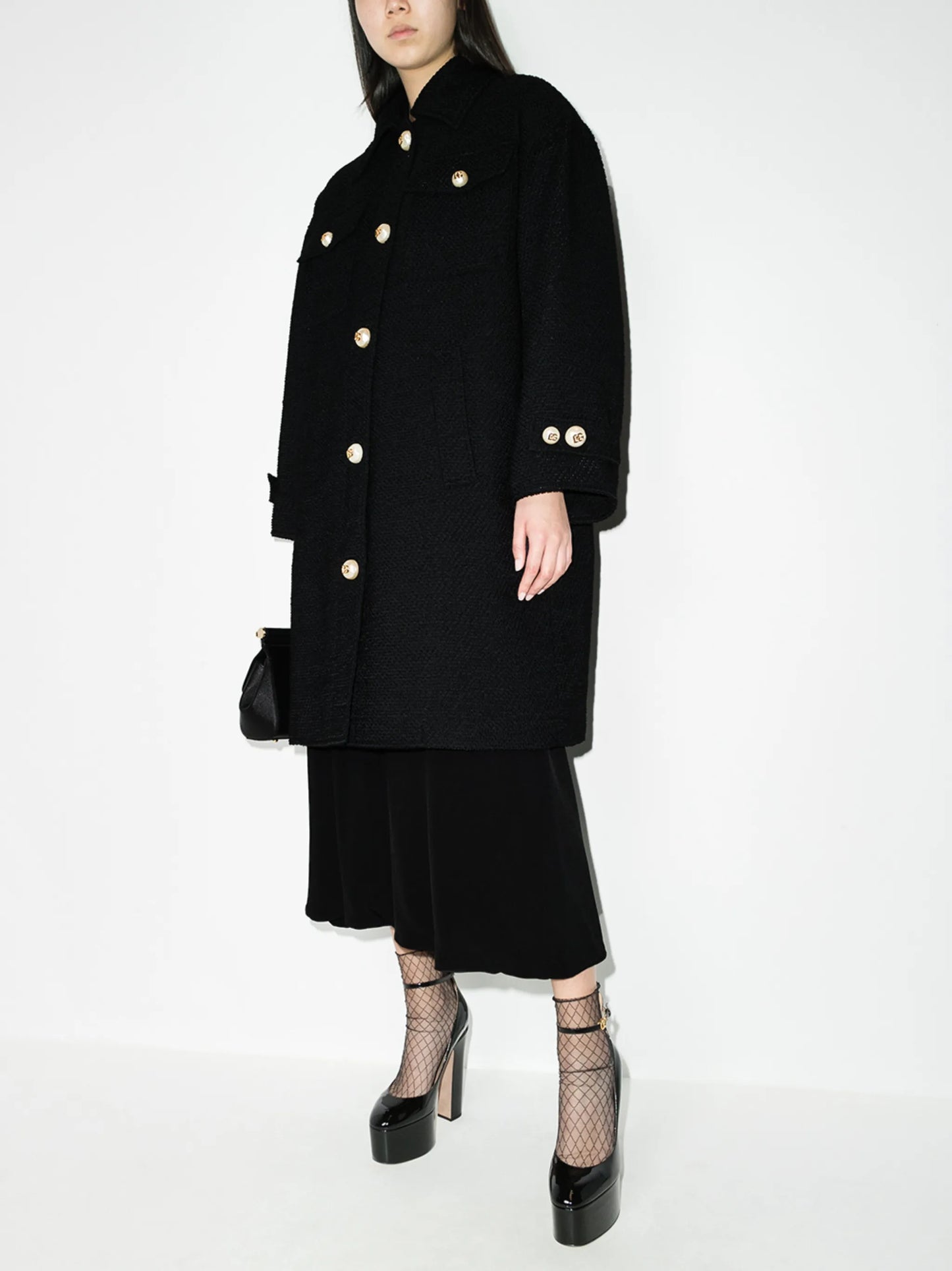 single-breasted textured coat