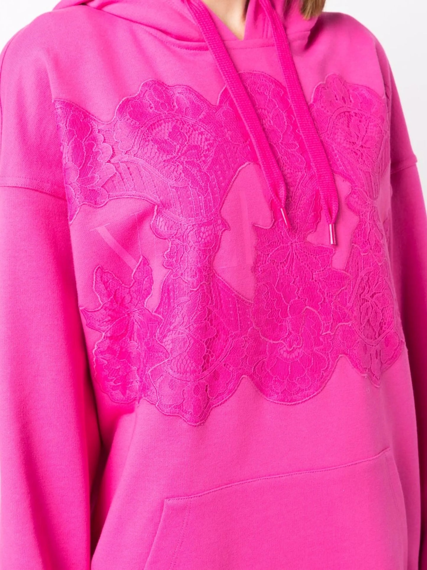 lace-panel hoodie