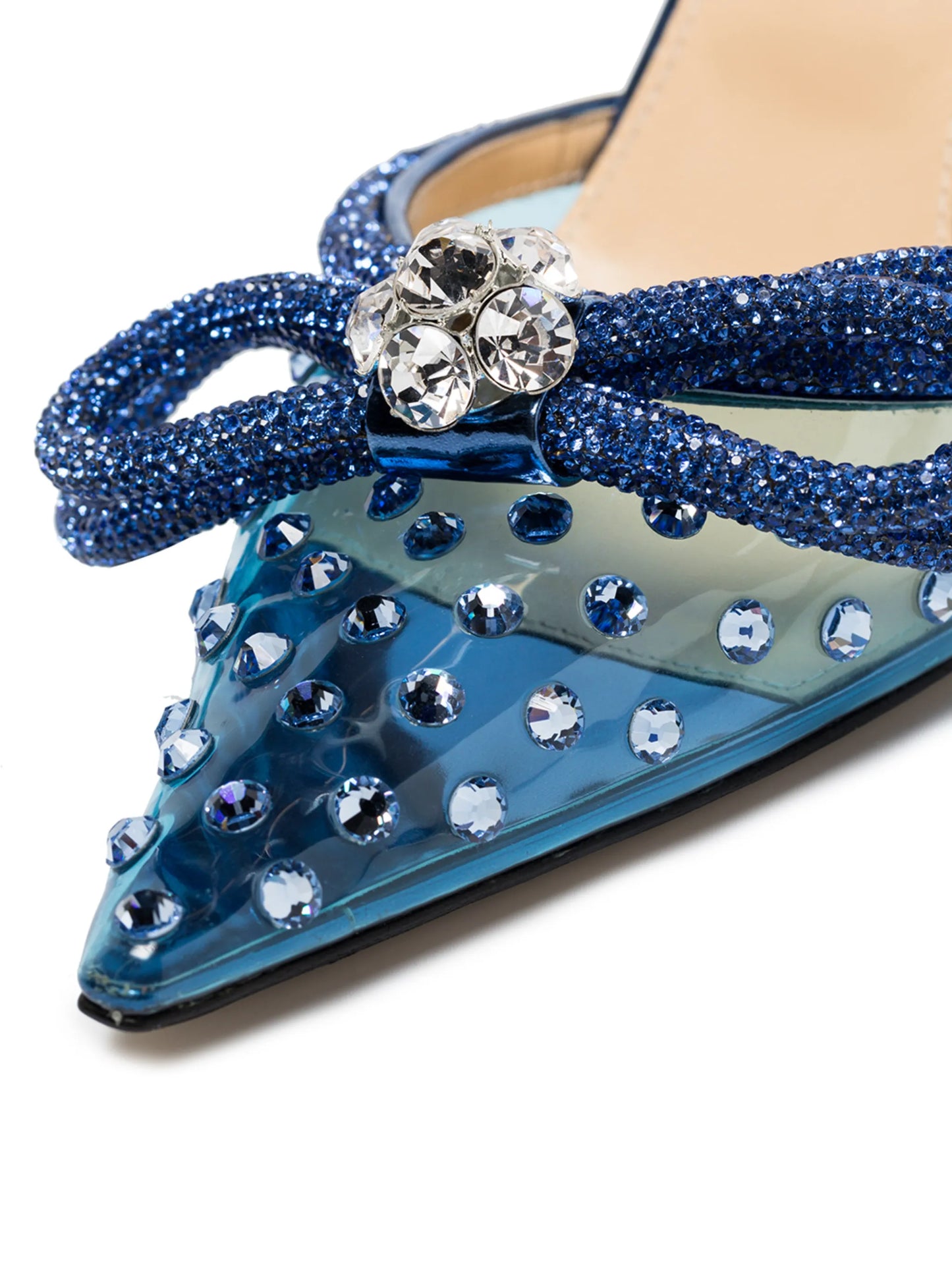 Double Bow 100mm crystal-embellished mules